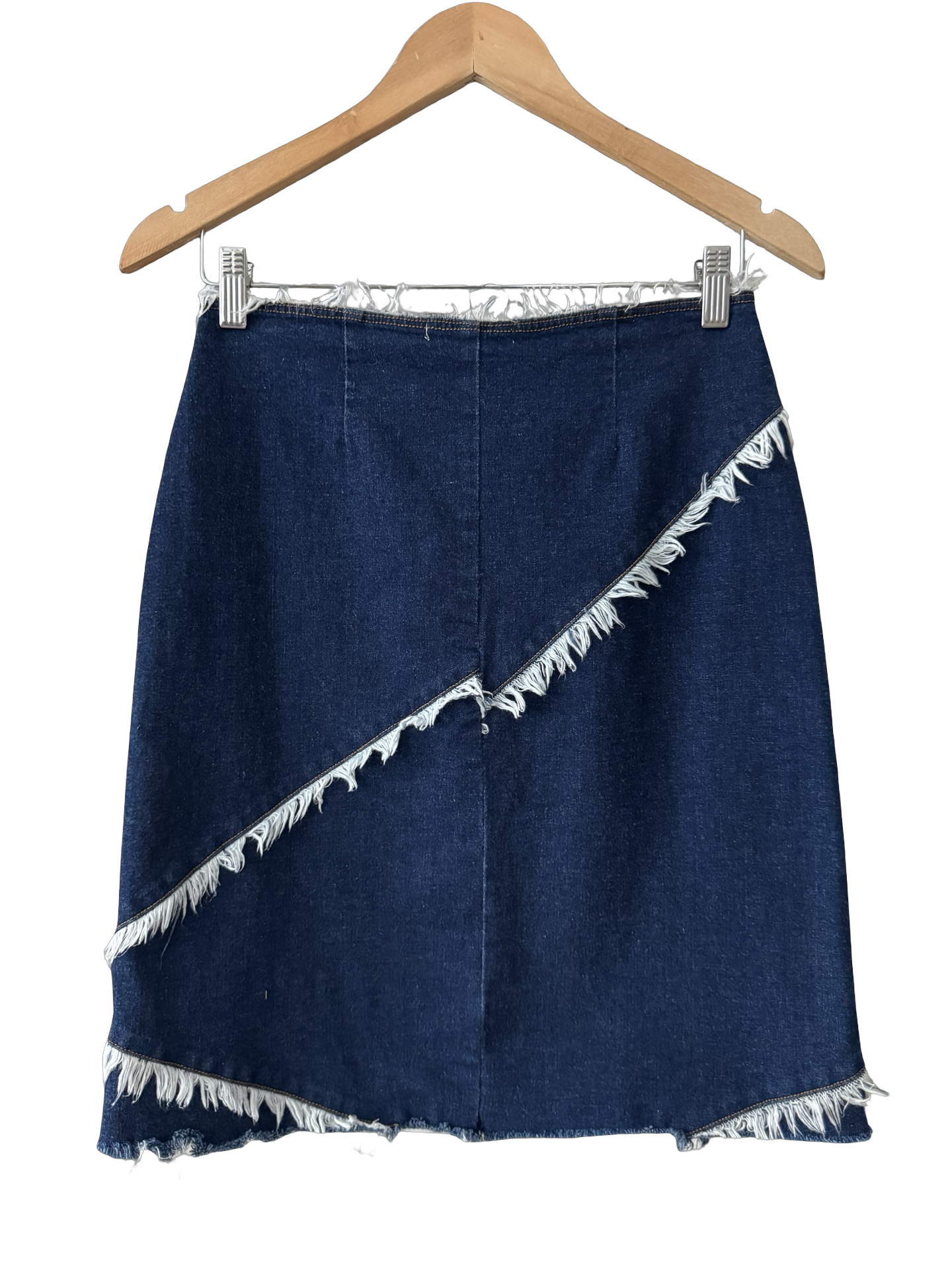 Vintage 90s Indie Raw Edge Denim Midi Skirt (S)