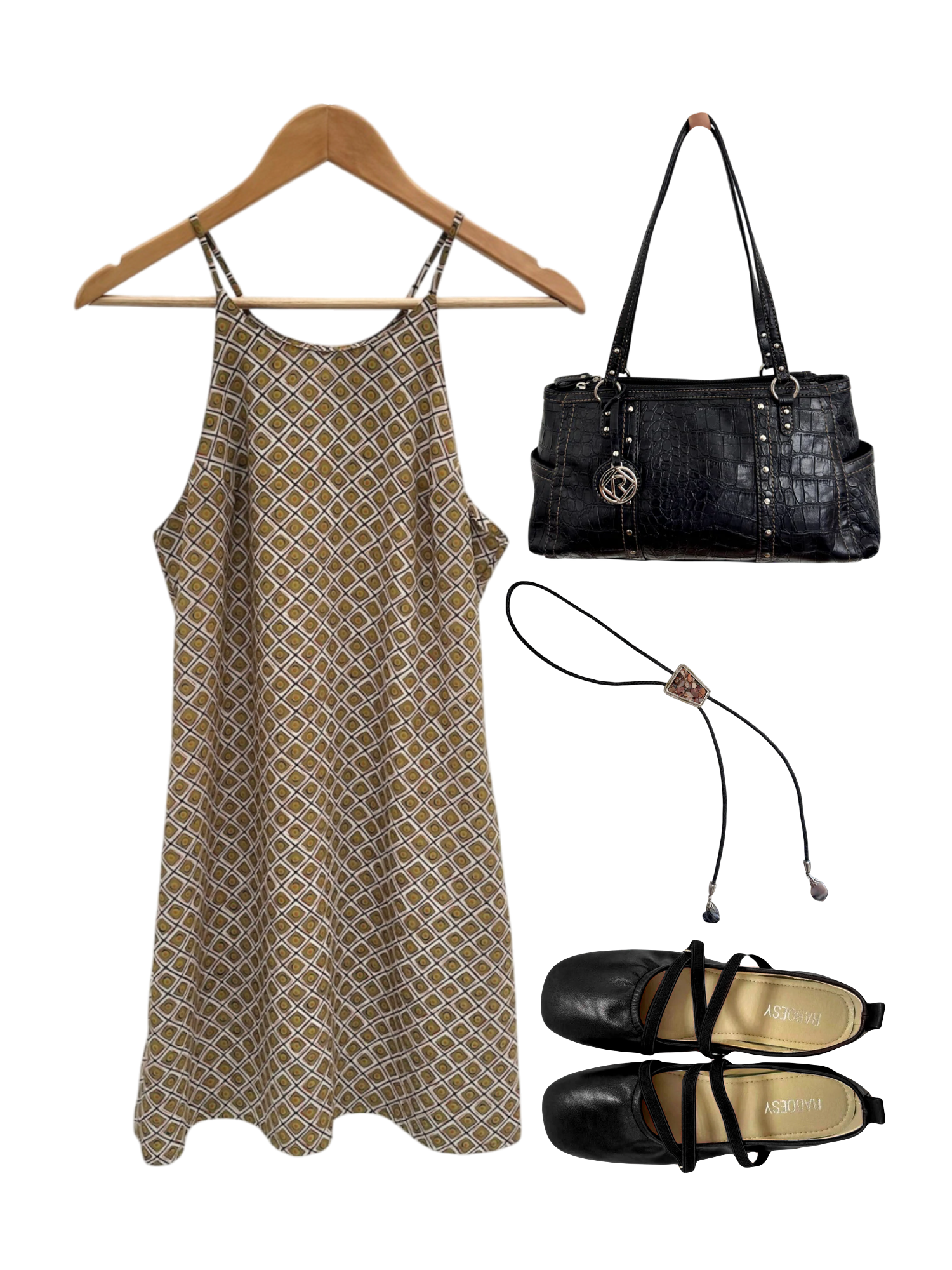 Vintage 90s Retro Olive Fruit Midi Dress (M)