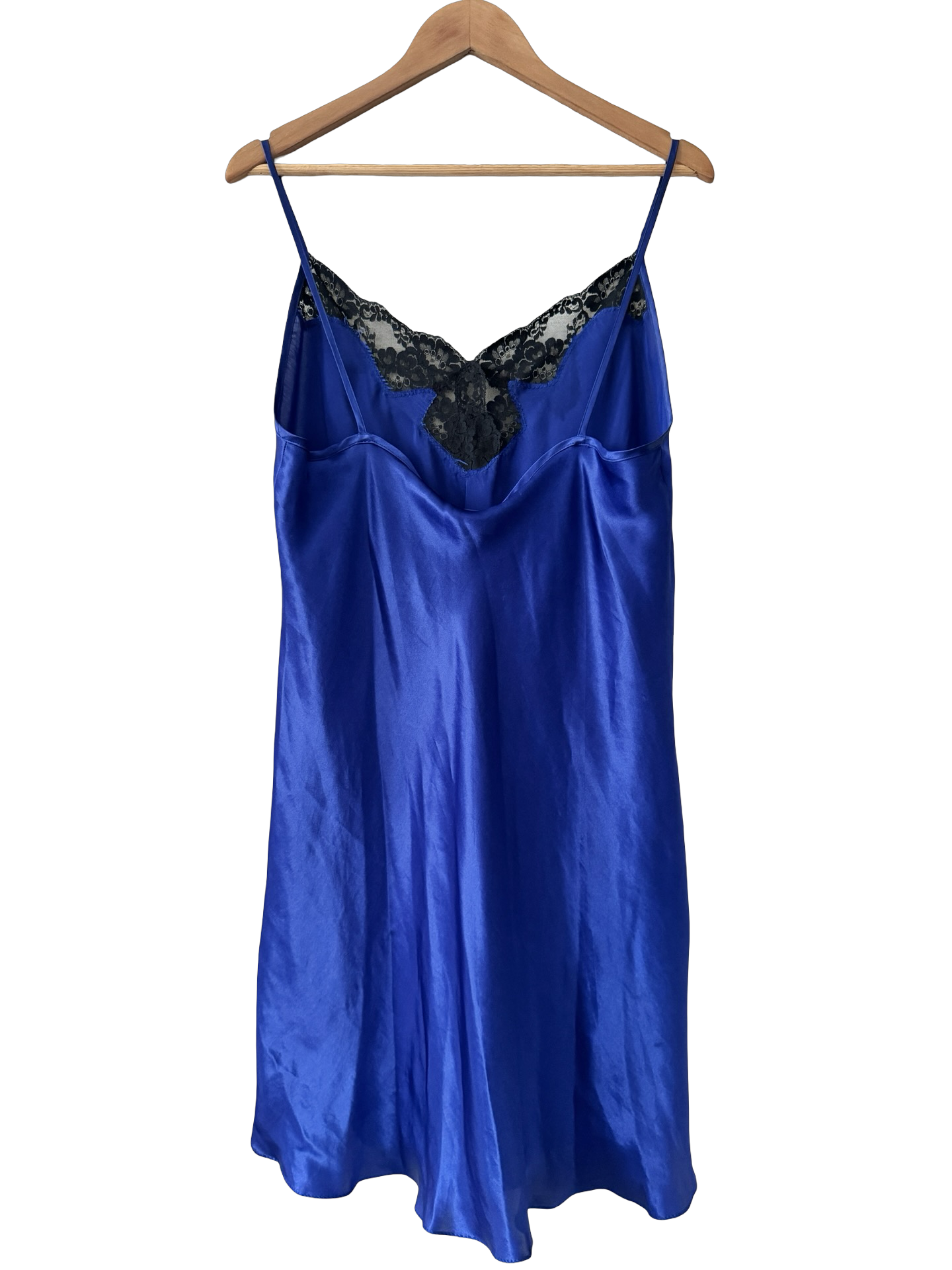 Vintage 80s Made in USA Cobalt Lace Slip Dress (XL)