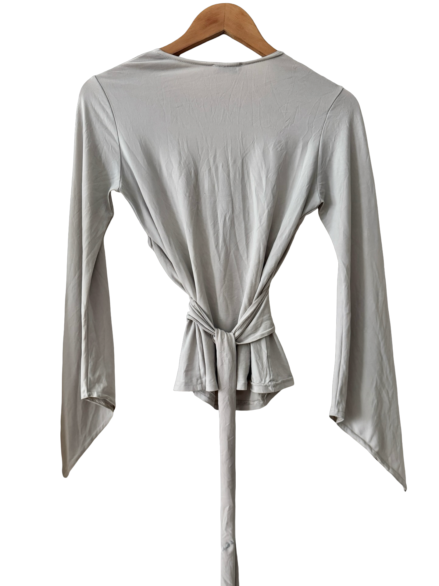 Vintage 90s French Silver Siren Wrap Top (M)
