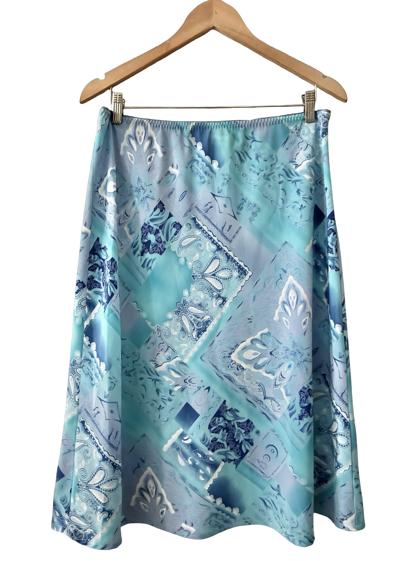 Vintage Y2K Ocean Paisley Slip Skirt (L)