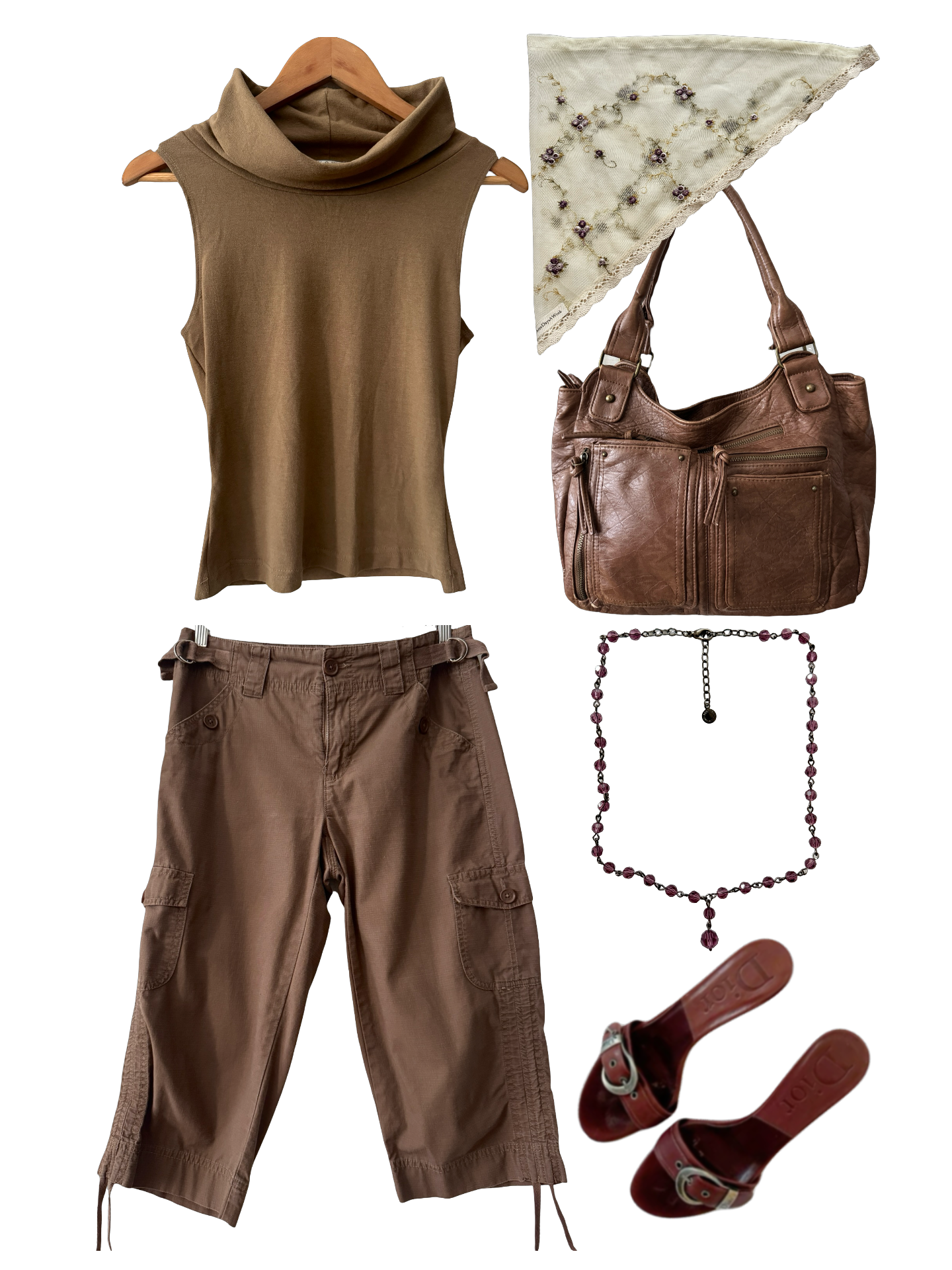 Vintage 90s XOXO Camel Sleeveless Turtleneck Top (S/M)