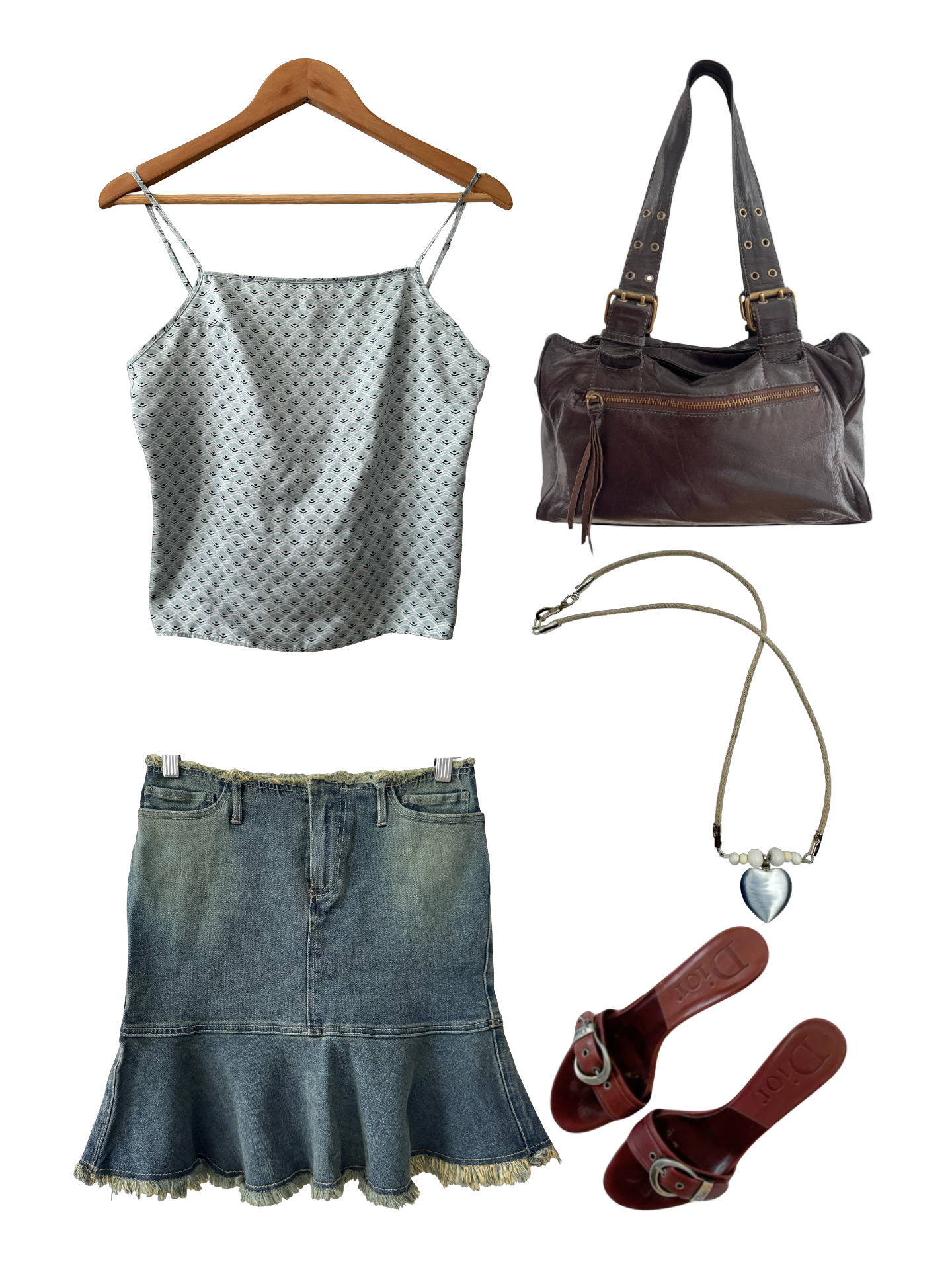Y2K Ice Blue Geometric Cami (XS/S)