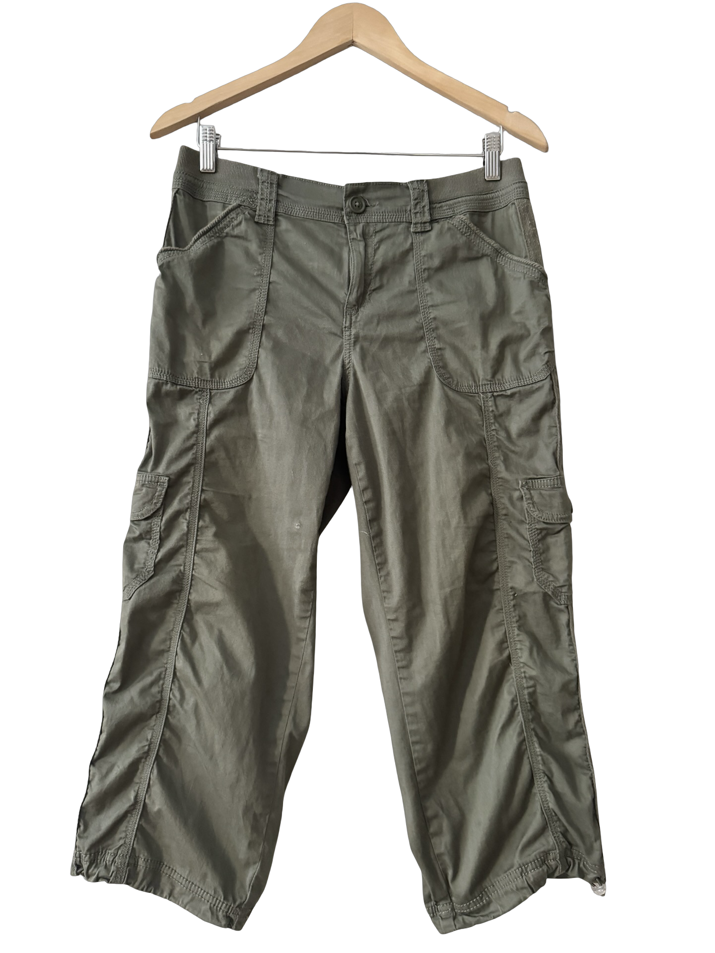 Vintage Y2K Moss Green Cargo Capri Trousers (M)