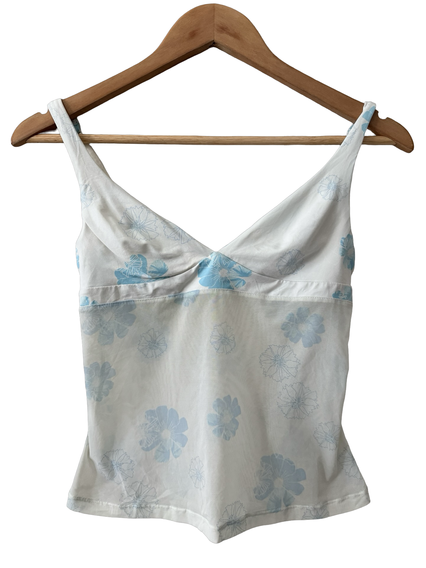 Vintage Y2K Sky Floral Sheer Top (XS)
