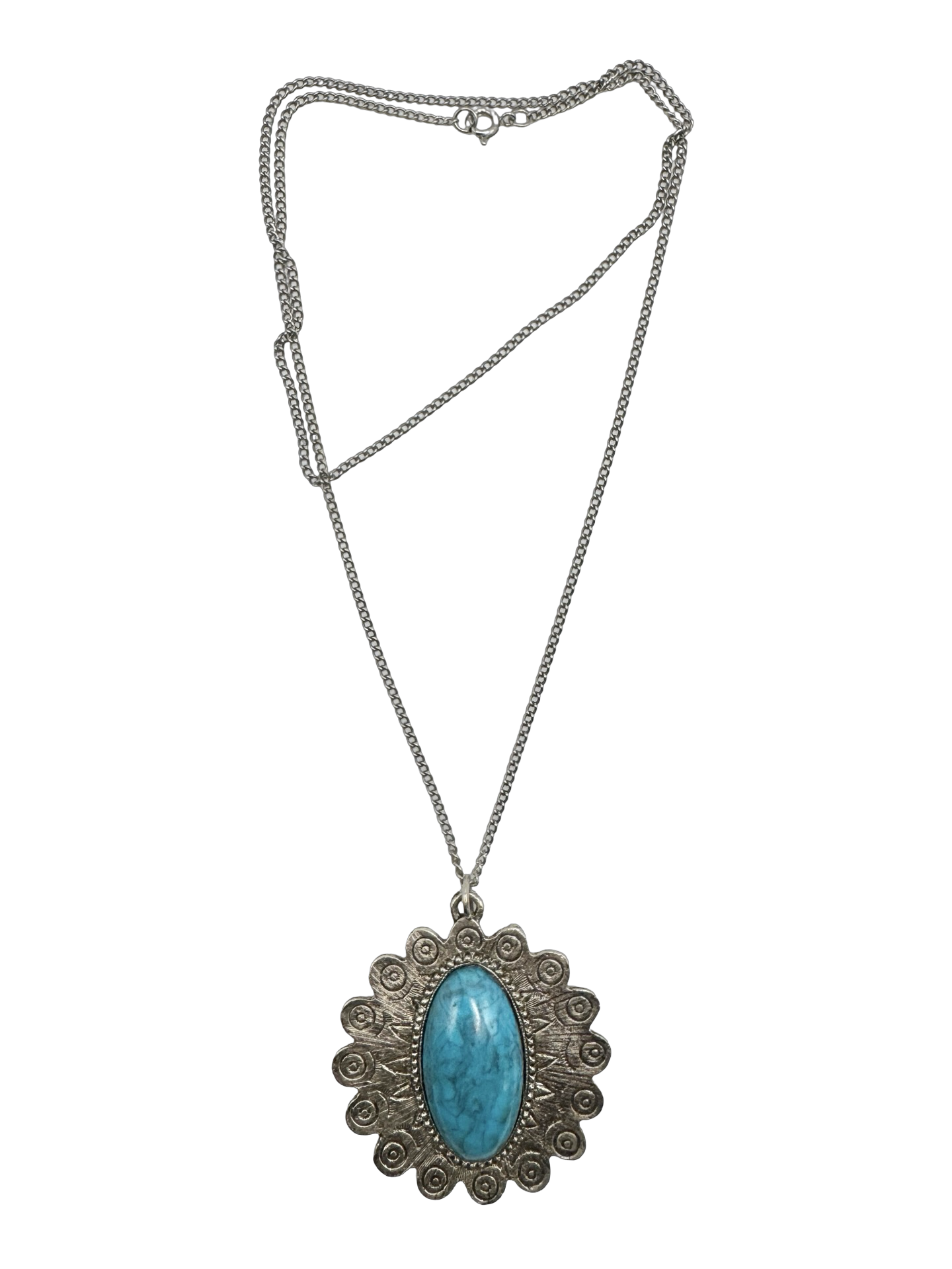 Vintage Turquoise Medallion Pendant Necklace