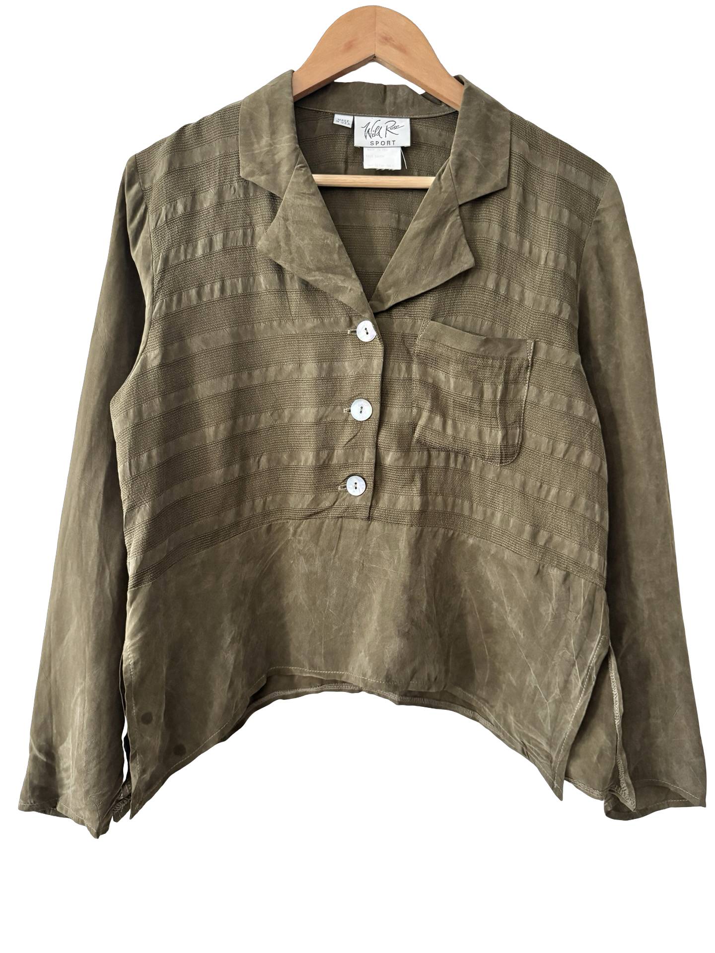 Vintage 90s Olive Grove Retro Blouse (M)
