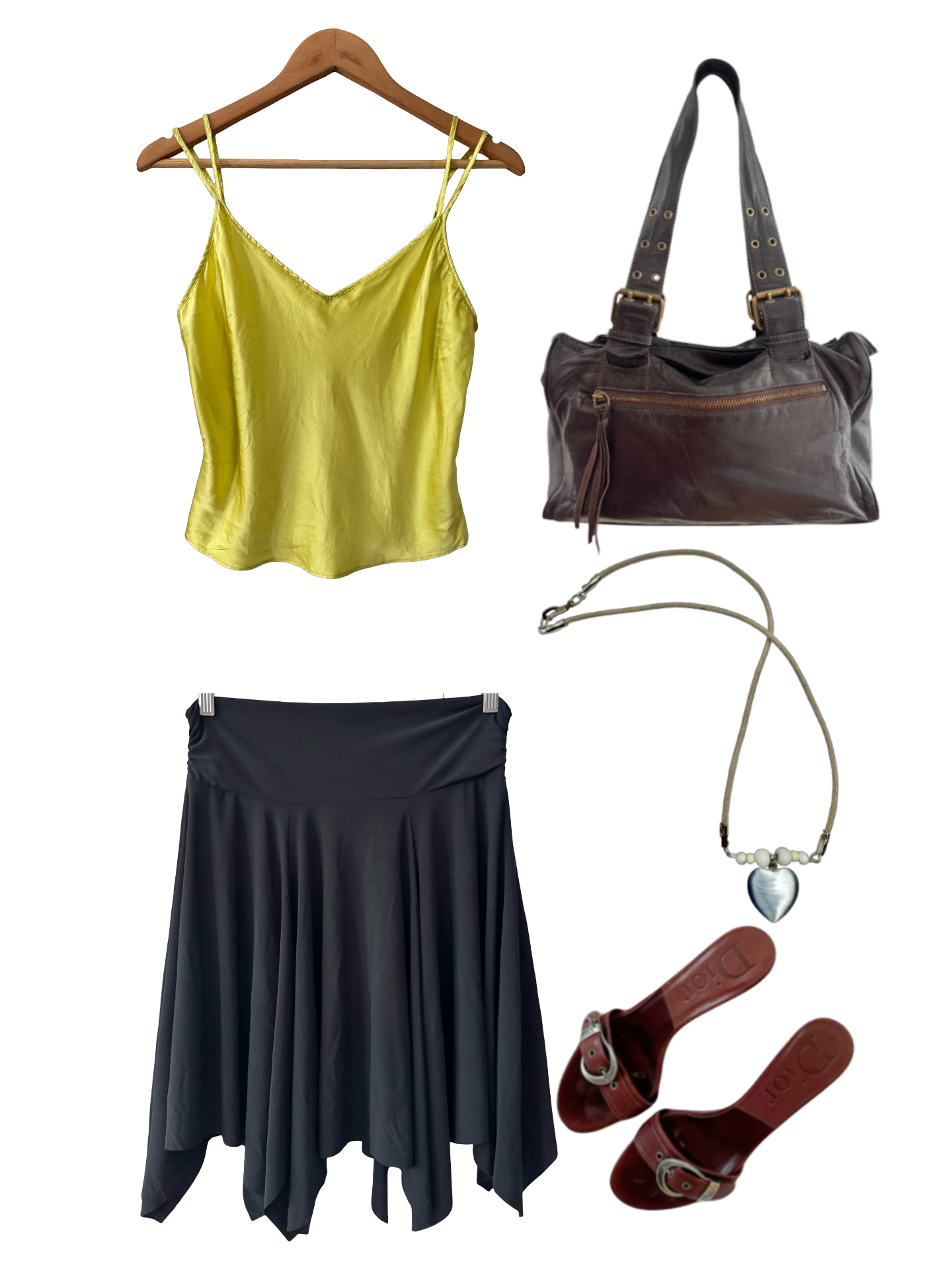 Vintage 90s Double Strap Lemon Silk Cami (S)