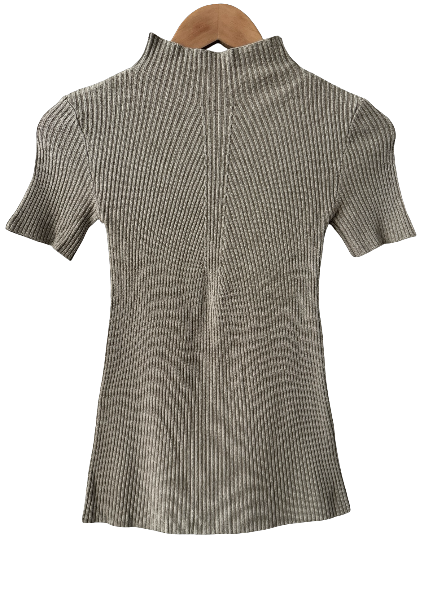 Vintage 90s Oatmeal Sculpted Ribbed Knit Top (XS/S)