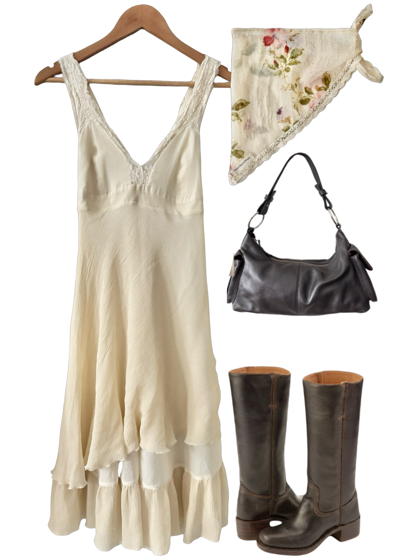 Vintage Y2K Vanilla Dream Boho Midi Dress (S/M)