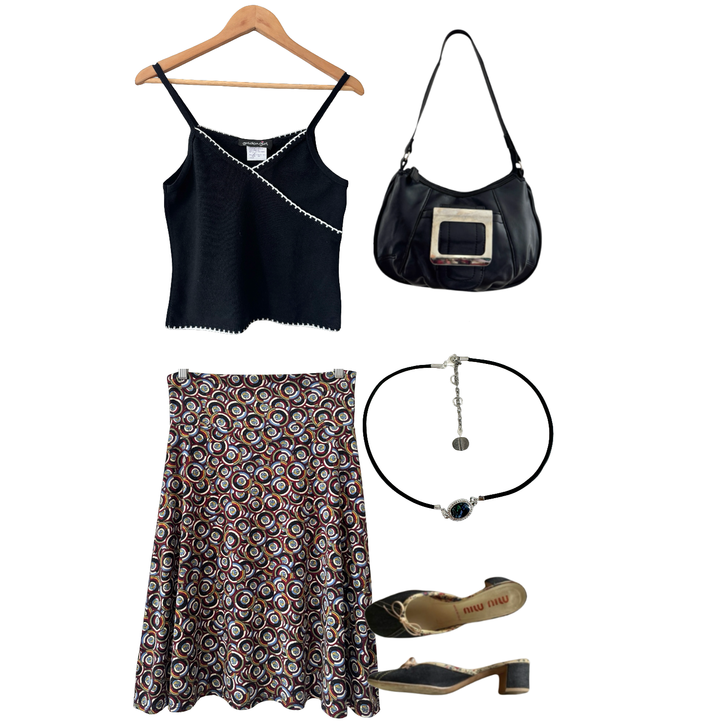 Vintage Y2K Retro Orbit Print Midi Skirt (S)