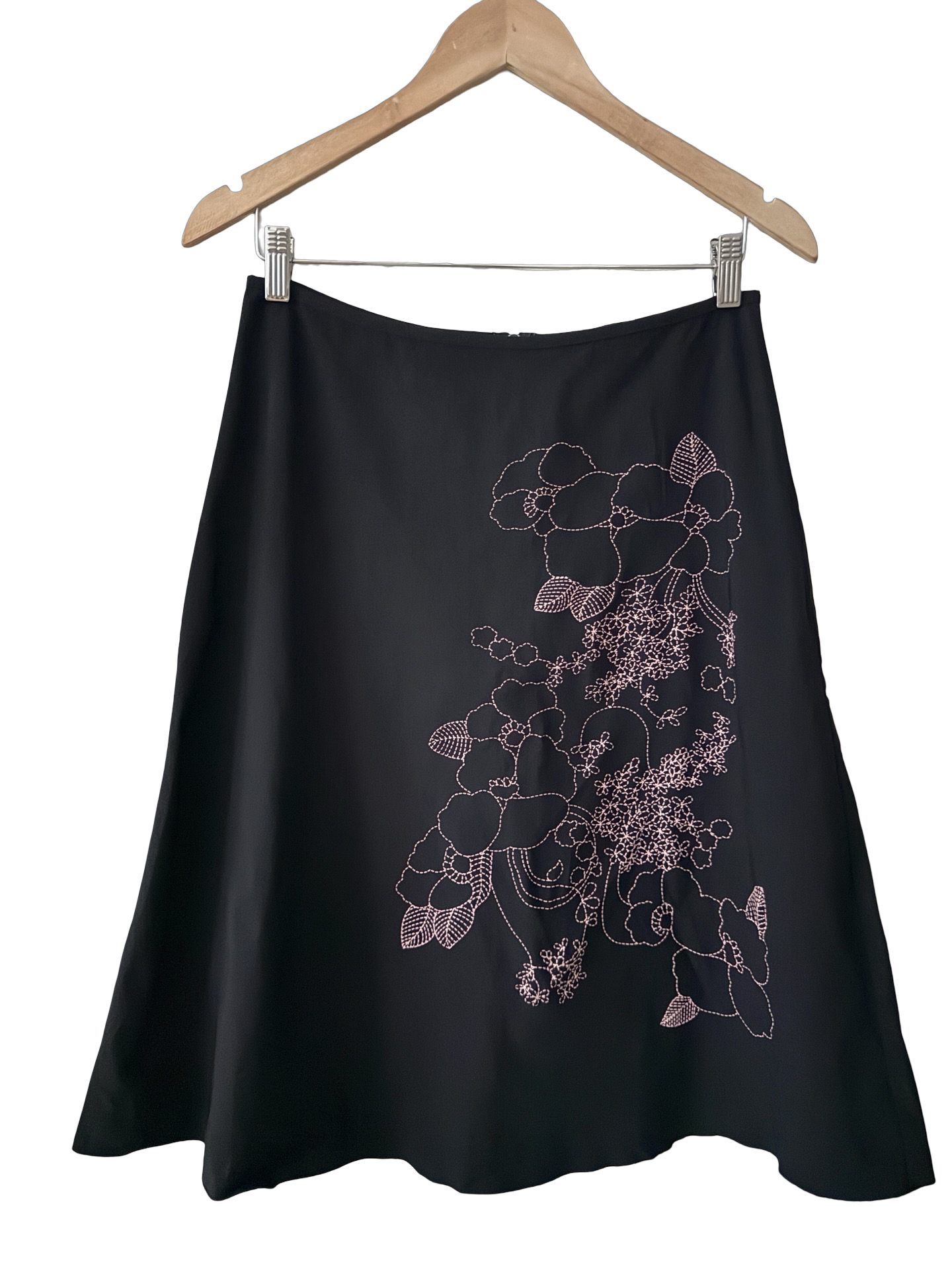 Vintage Y2K Moonflower Embroidered Midi Skirt (M)