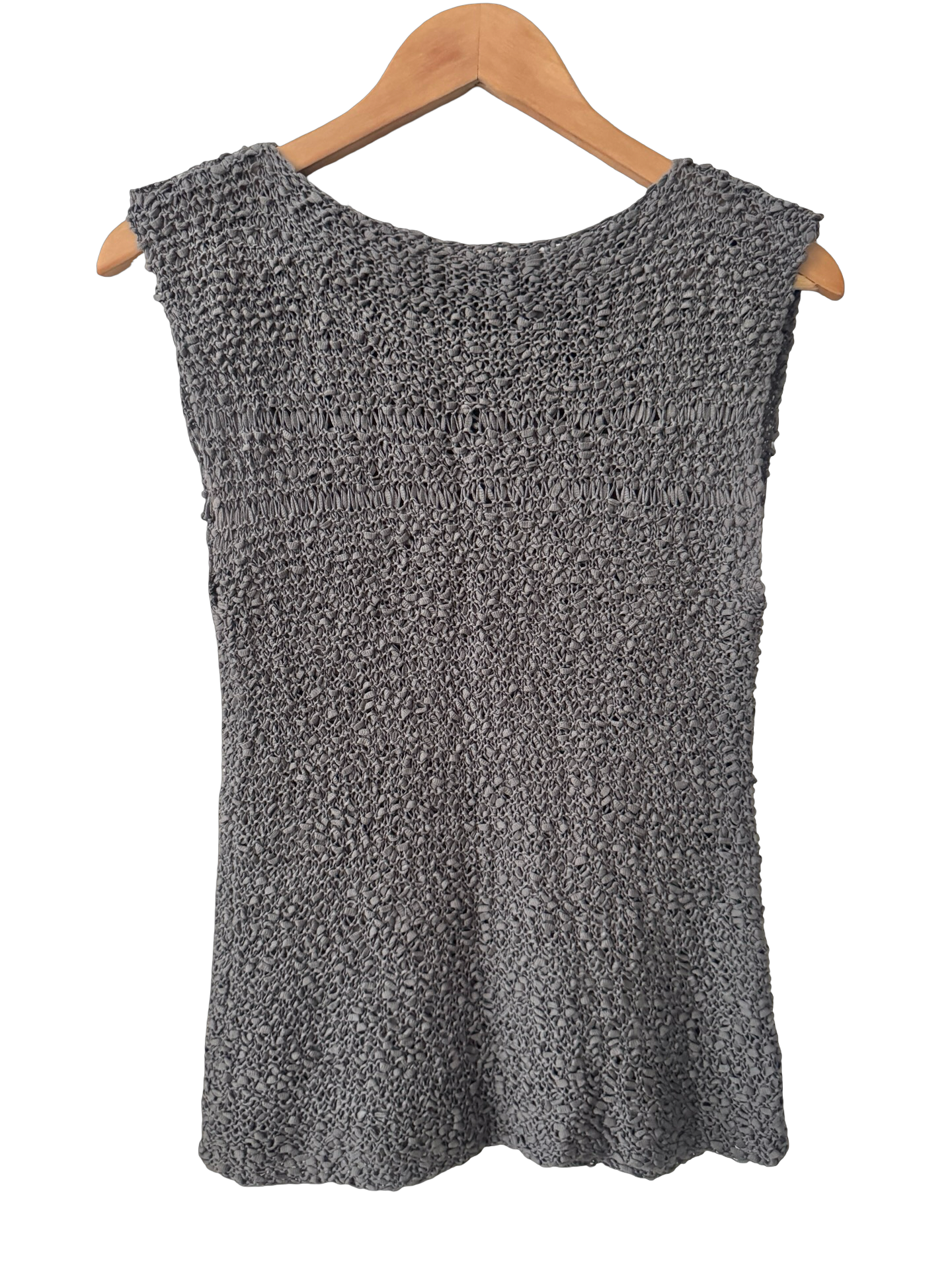 Vintage 90s Taupe Crochet Knit Tank (M)