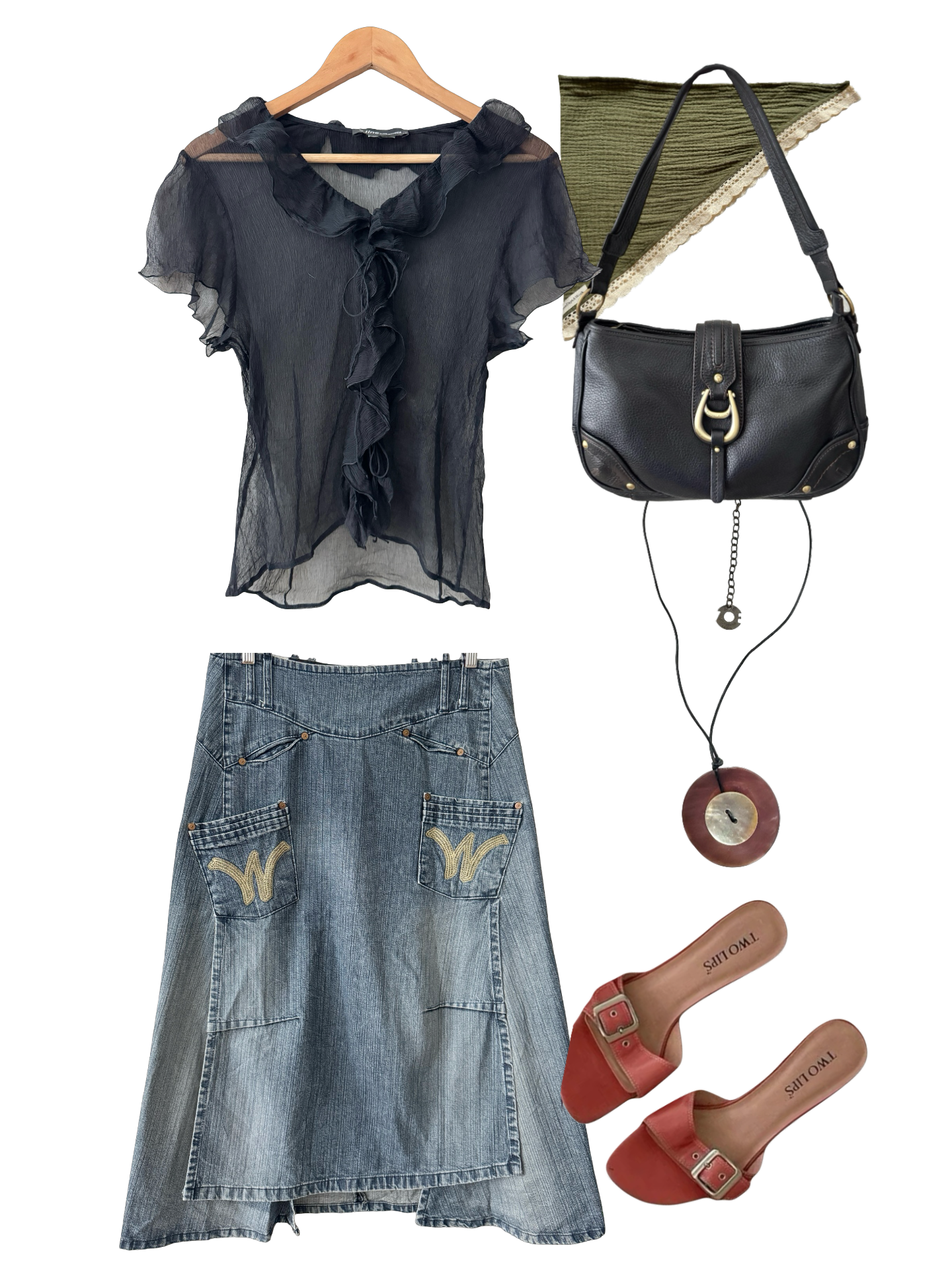 Vintage Y2K Midnight Ruffle Tie Top (M/L)