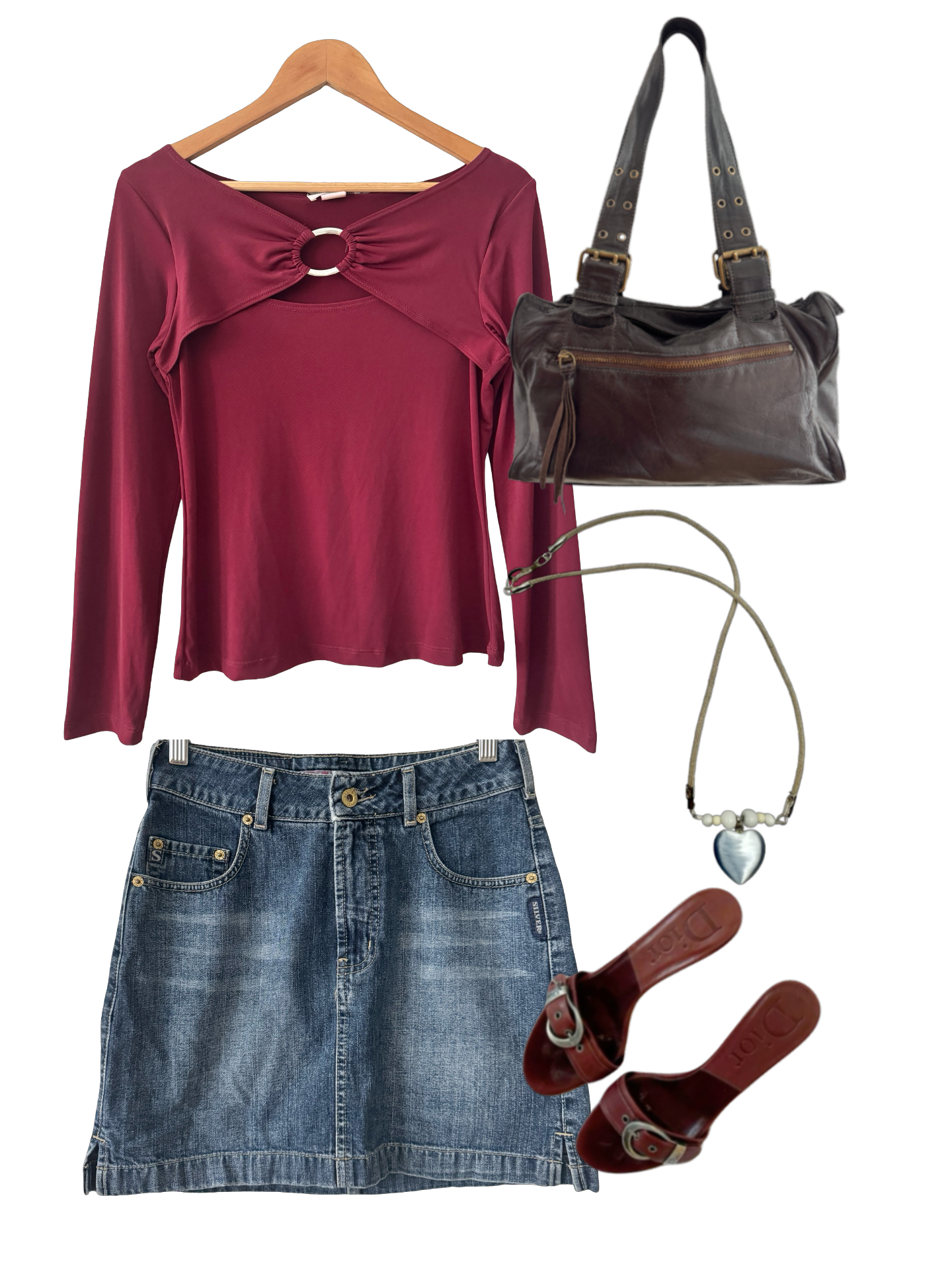 Vintage 90s Retro Merlot Ring Top (L)