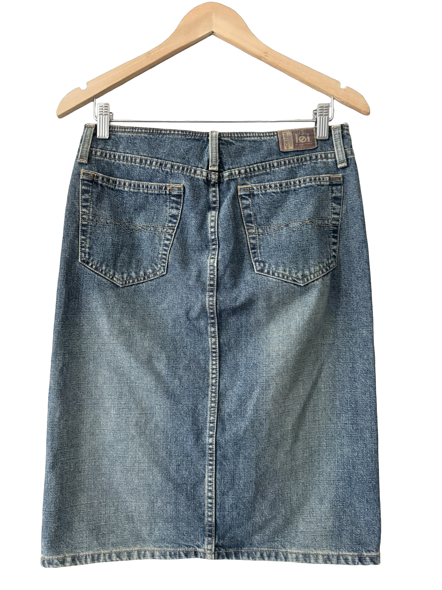 Vintage 90s Denim Column Midi Skirt (S/M)