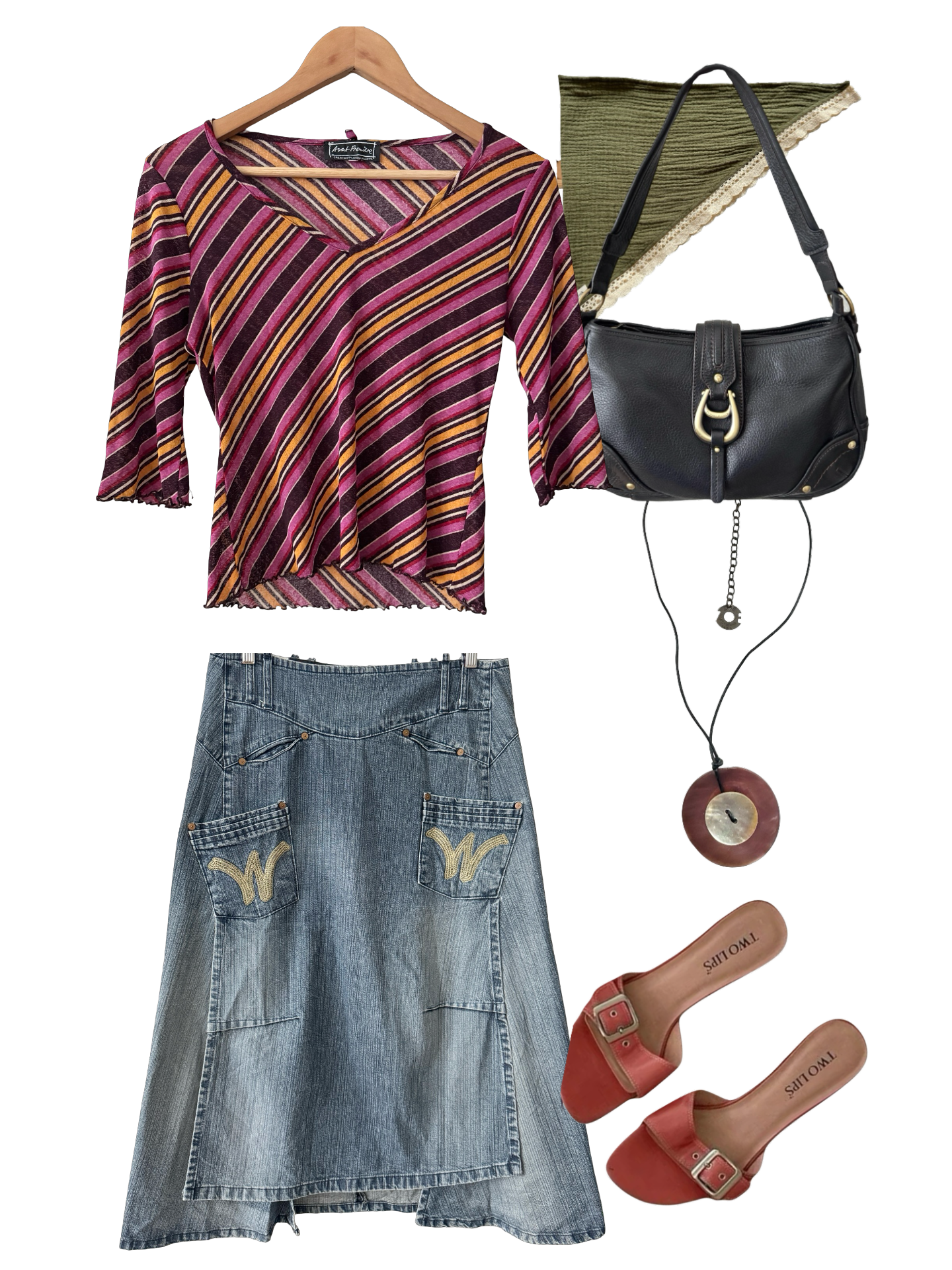 Vintage 90s Raspberry Sunset Striped Top (M/L)