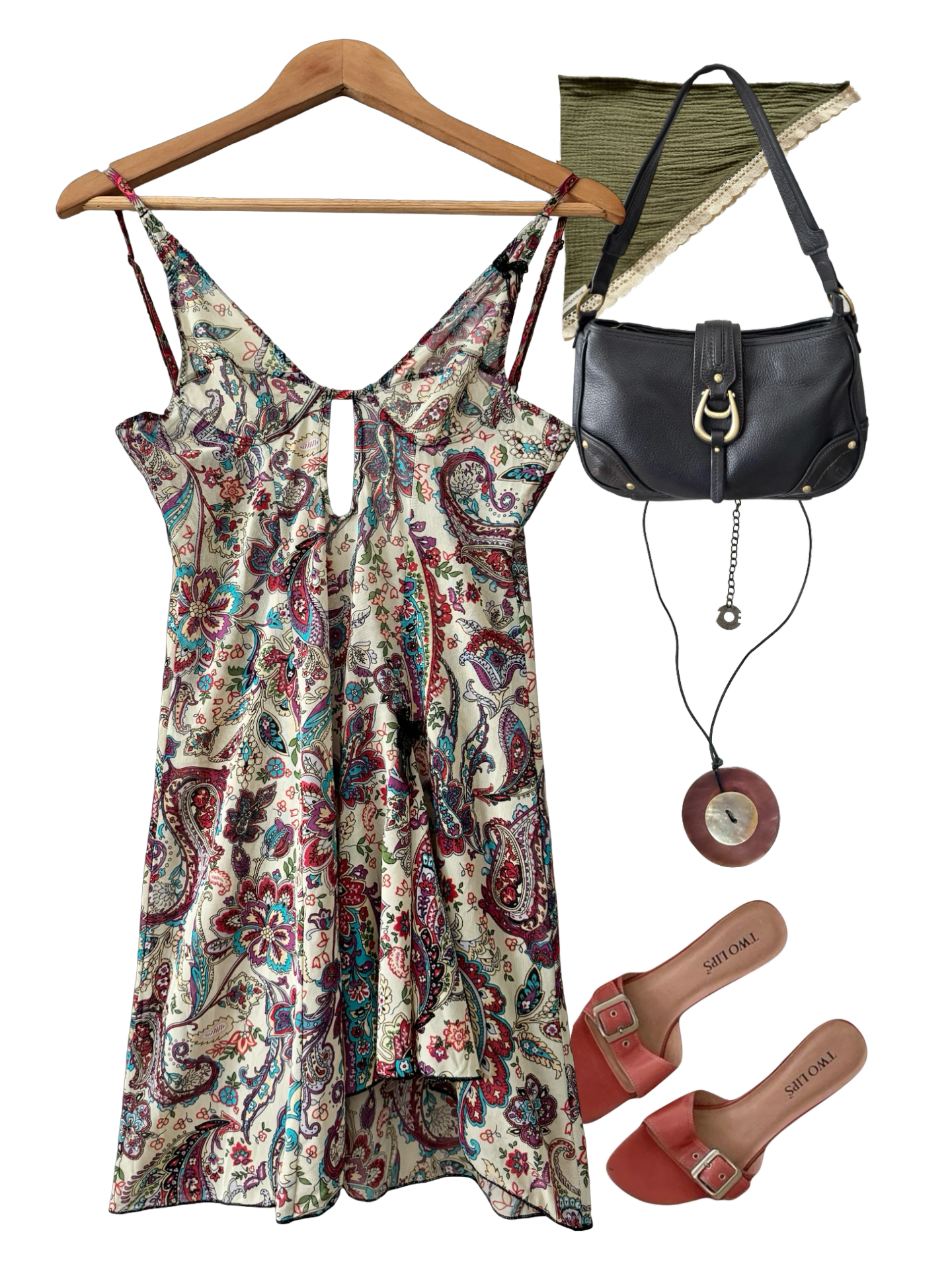 Vintage Y2K Bohemian Paisley Tie Mini Dress (S)
