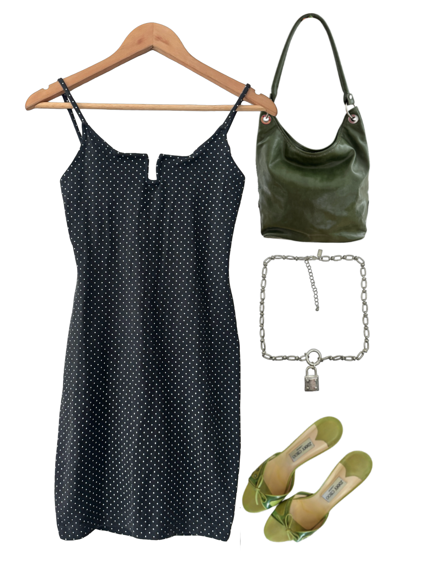 Vintage 90s Black Polka Dot Mini Dress (XS/S)
