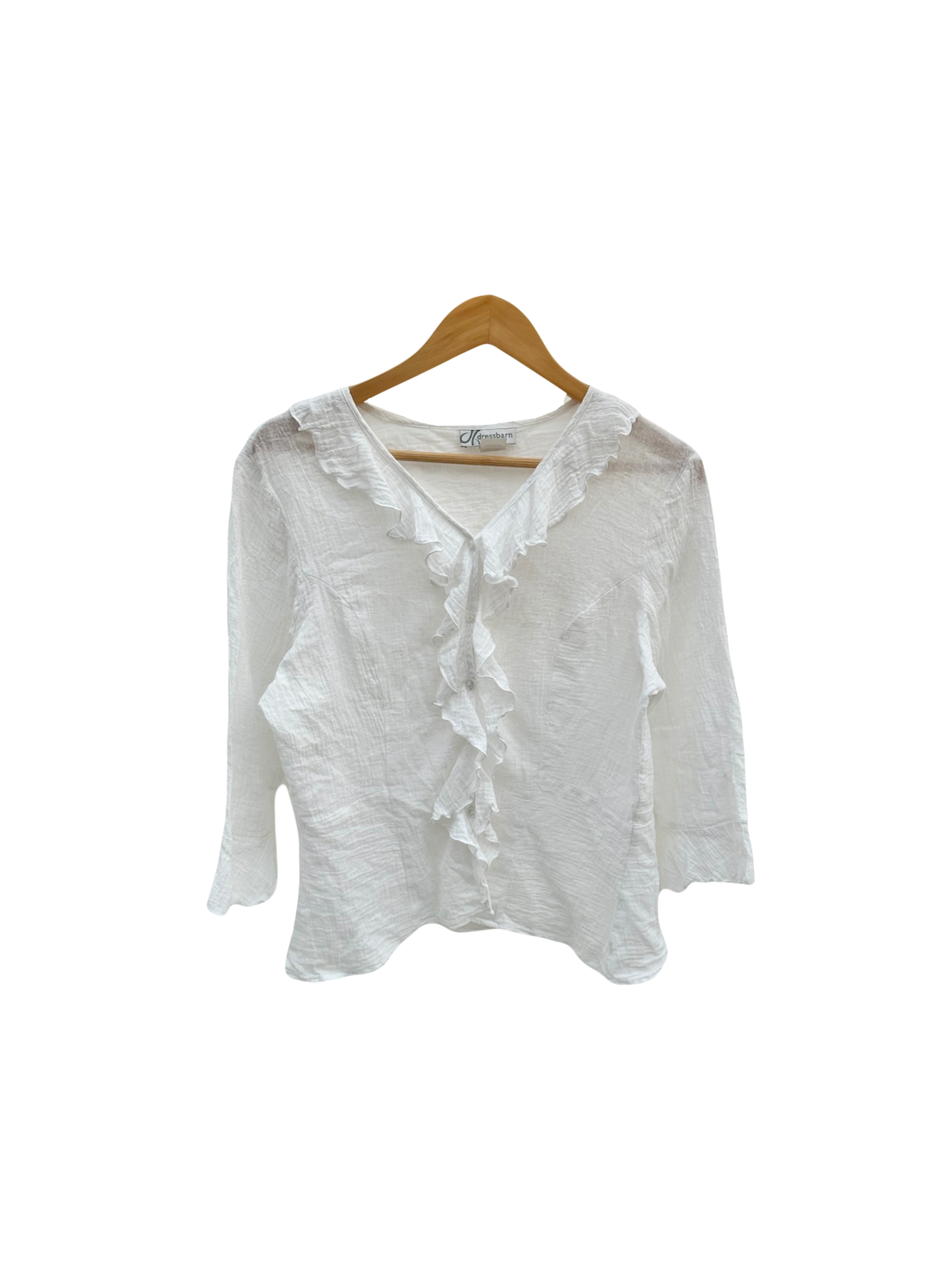 Vintage 90s Ruffled Cotton Blouse (M)