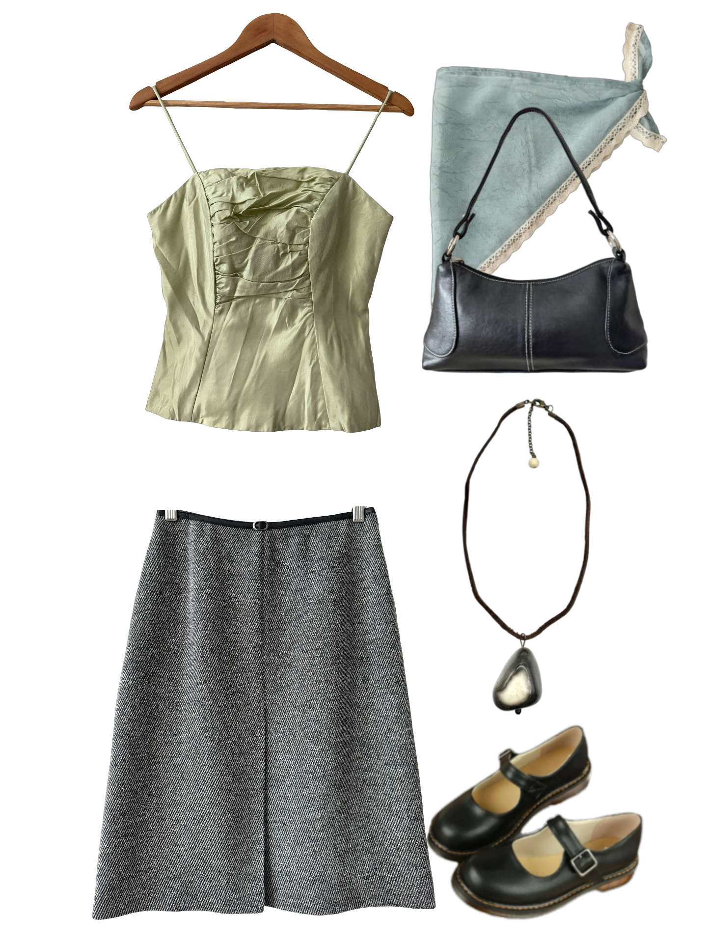Vintage Y2K Office Hours Mock-belt Midi Skirt (XS/S)