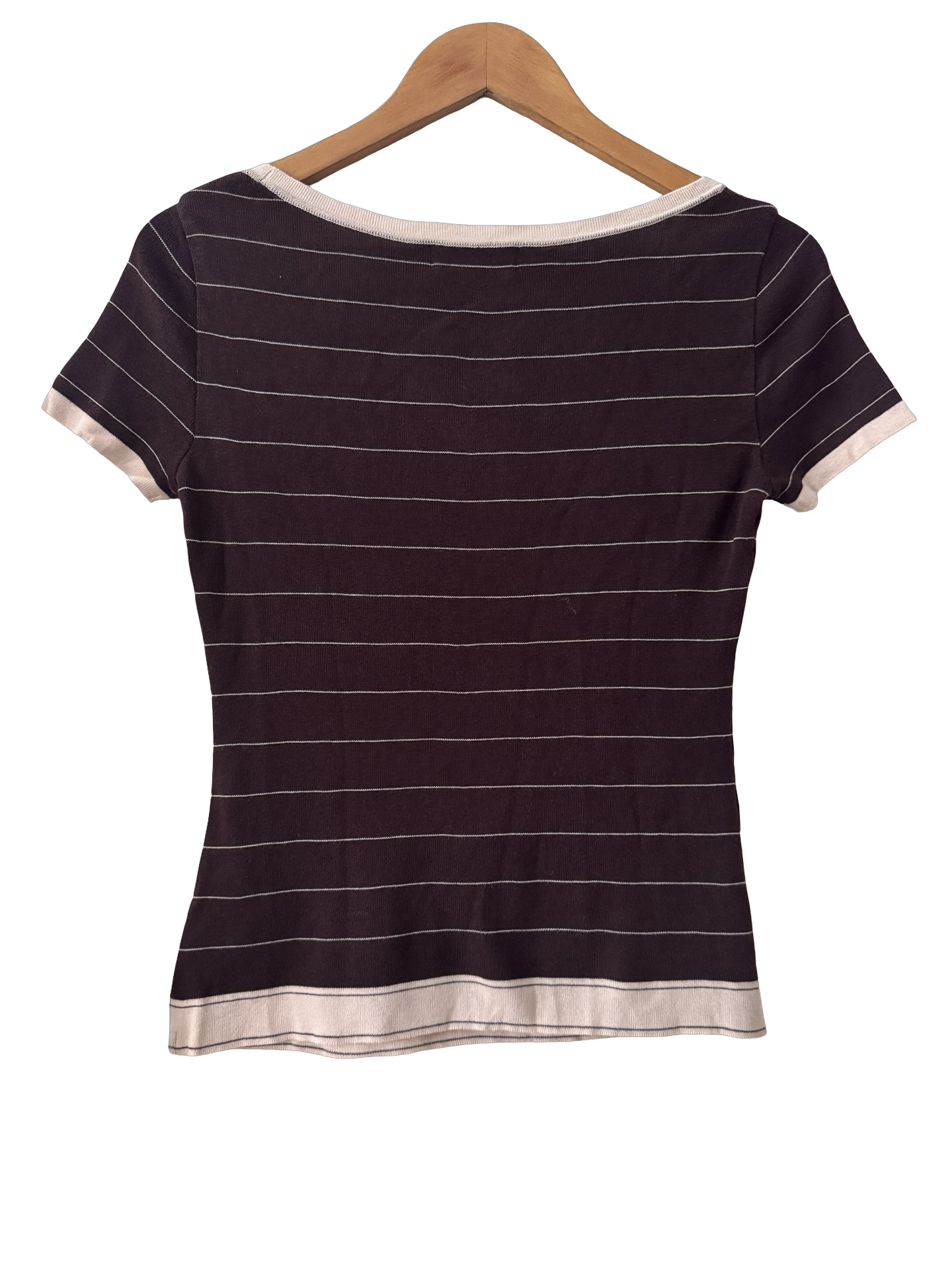 Vintage Y2K Chocolate Pink Stripe Top (M)