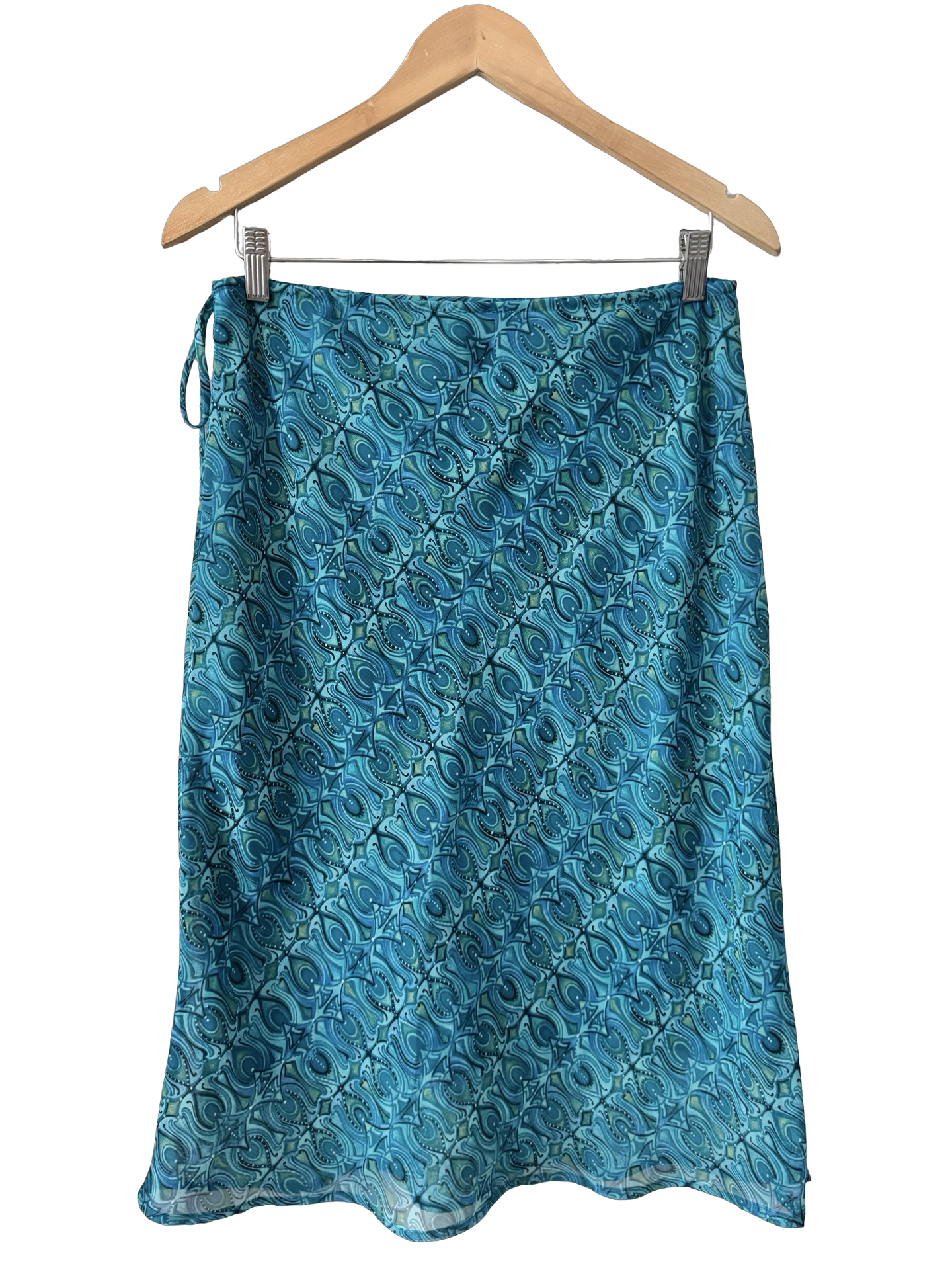 Vintage Y2K Turquoise Paisley Midi Skirt (M)