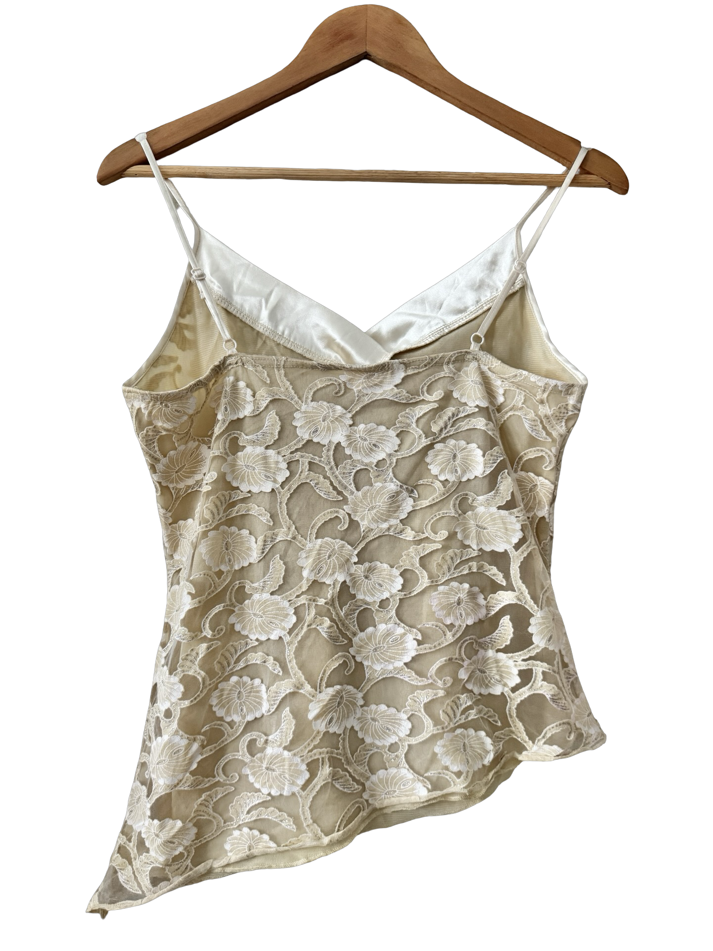 Vintage Y2K Porcelain Lace Asymmetrical Cami (M)