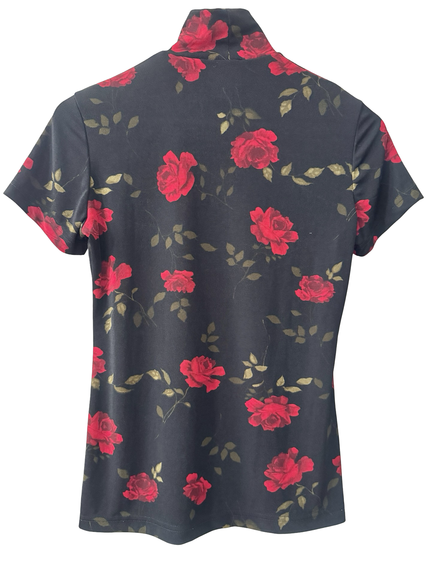 Vintage Midnight Rose Mesh Mock Neck Top (L)