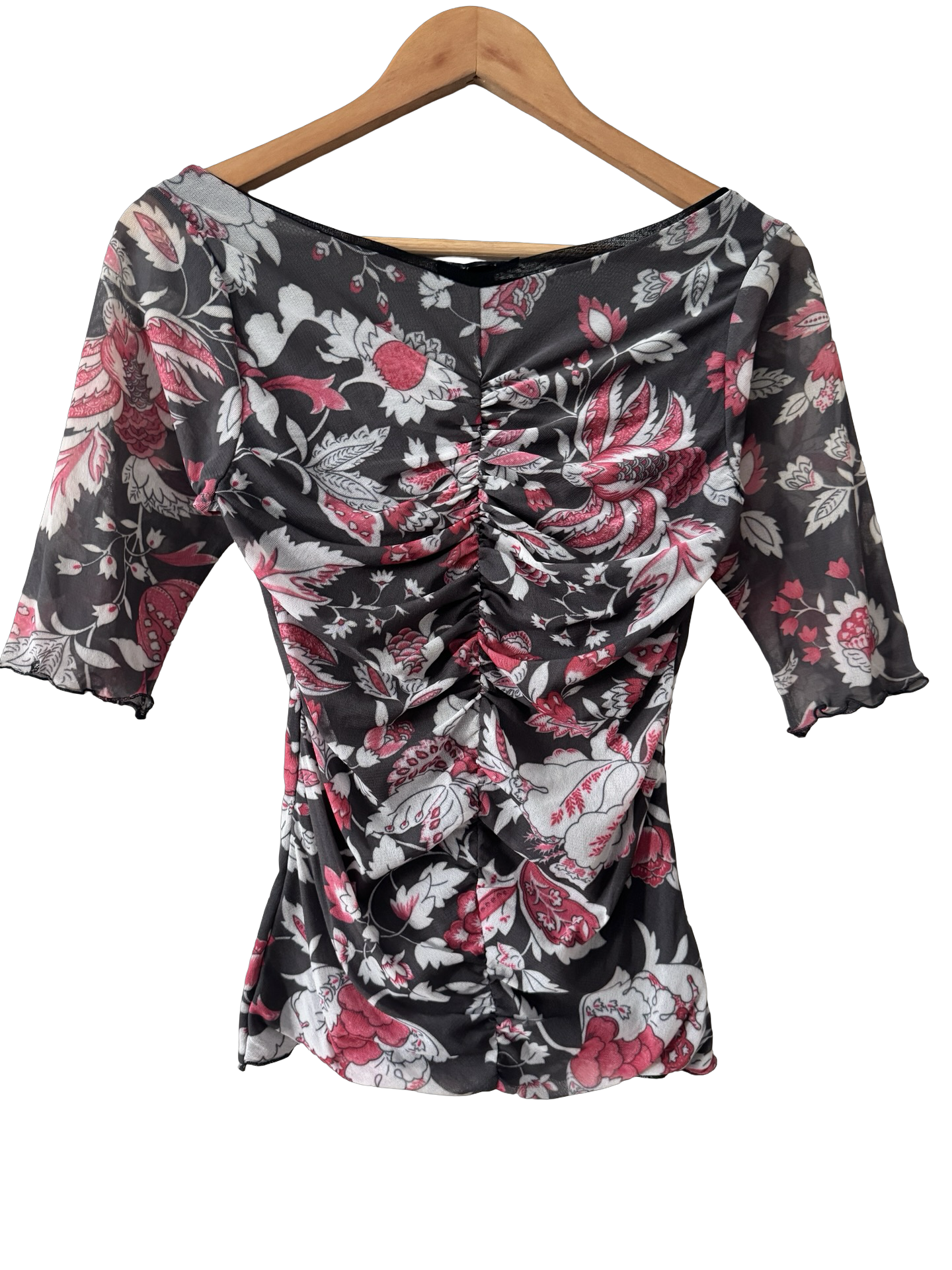 Vintage 90s Rose Garden Ruched Floral Top (S/M)