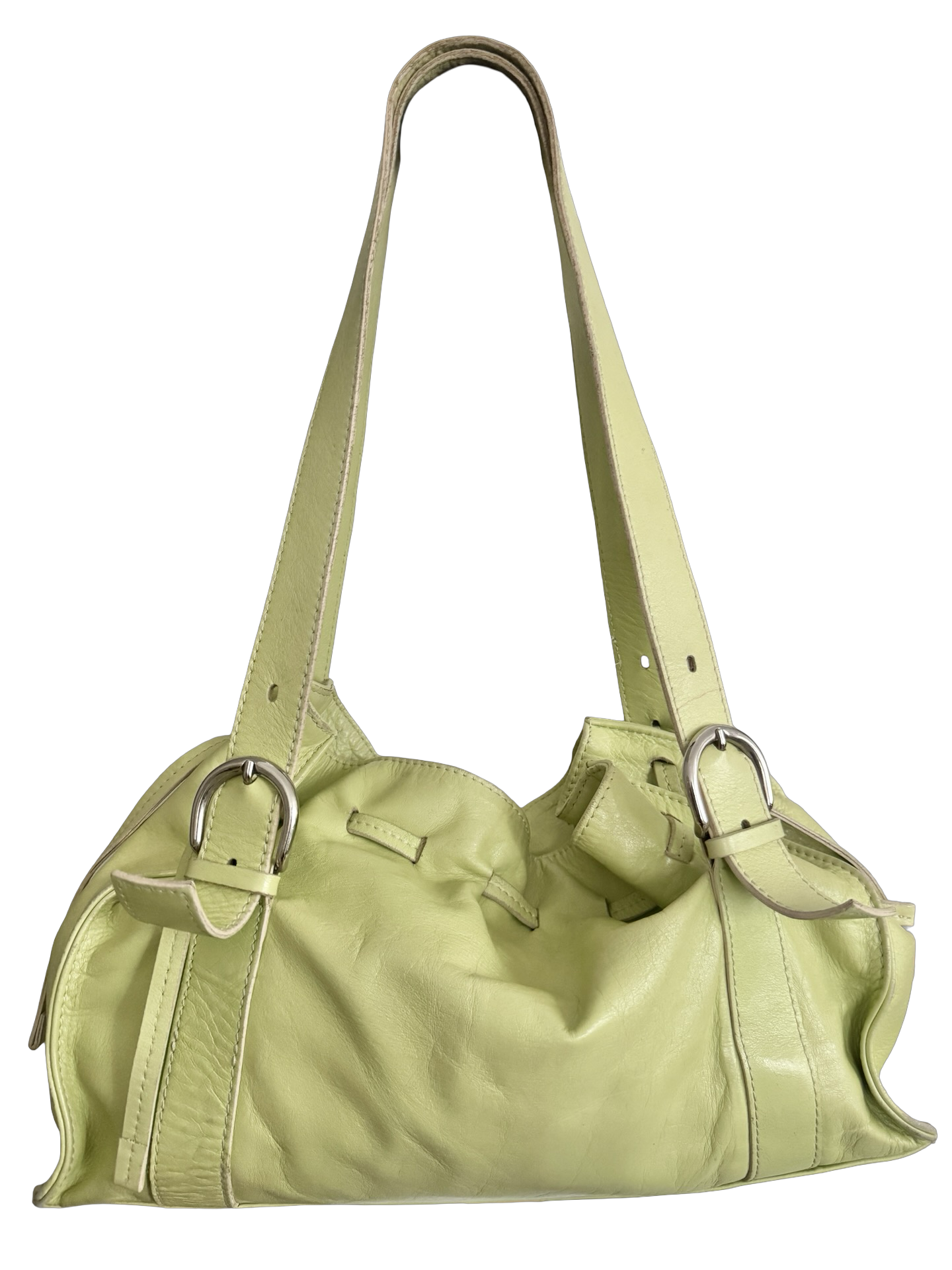 Vintage Y2K Pistachio Italian Leather Slouch Bag
