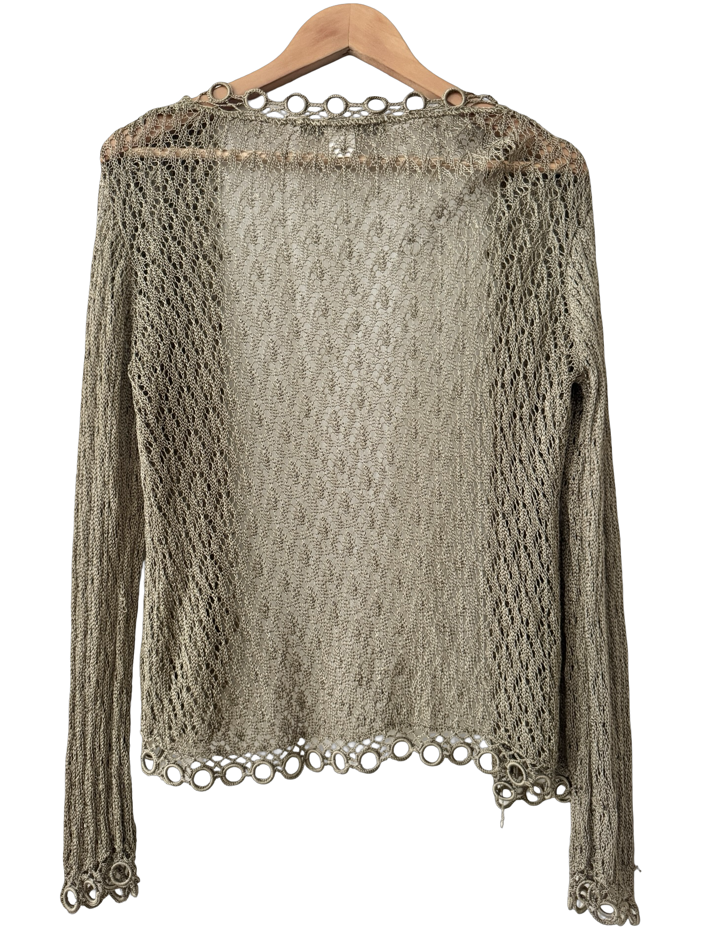 Vintage 90s Sage Open Knit Cardigan (L)