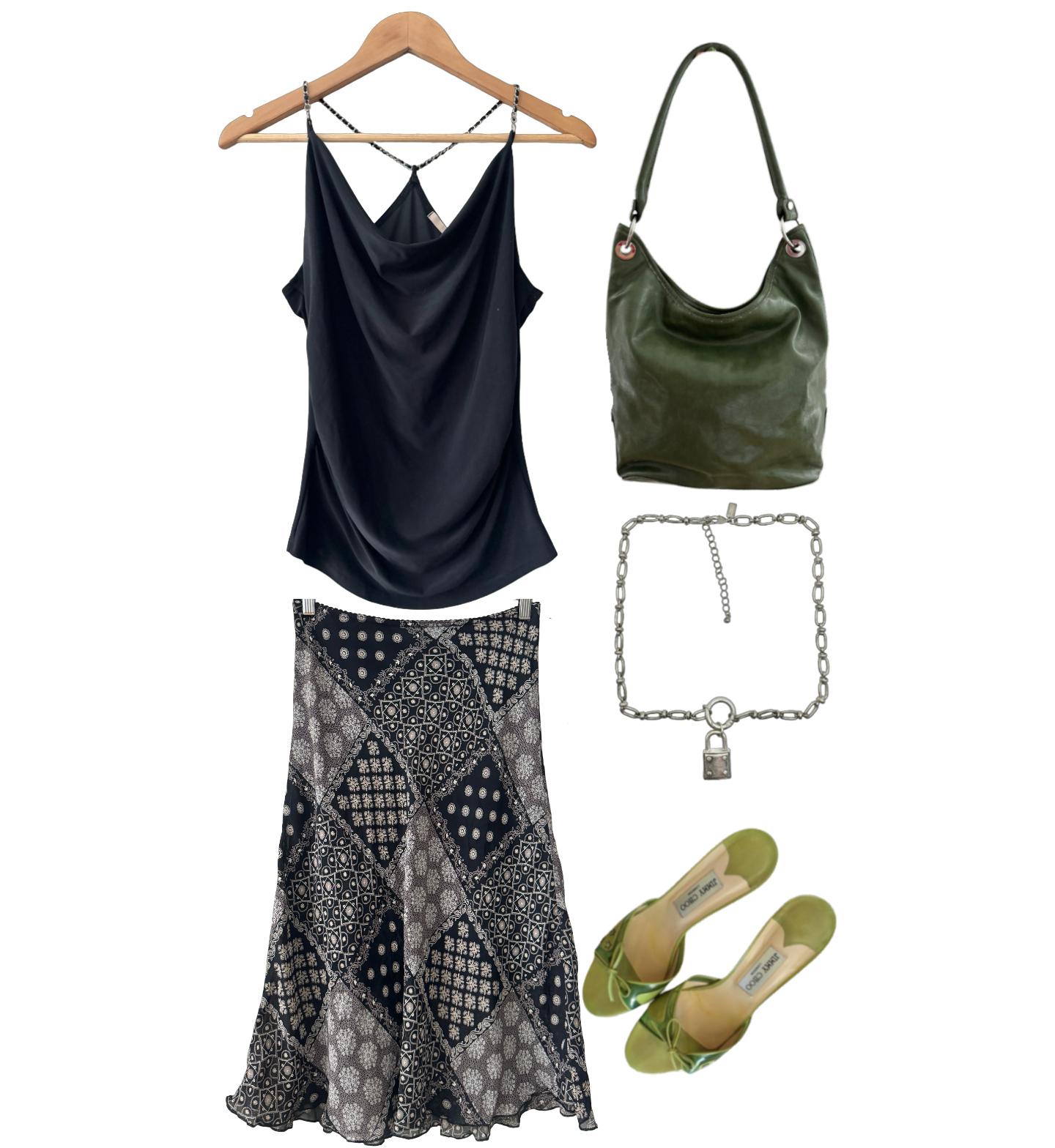 Vintage Y2K Midnight Mosaic Handkerchief Skirt (S)