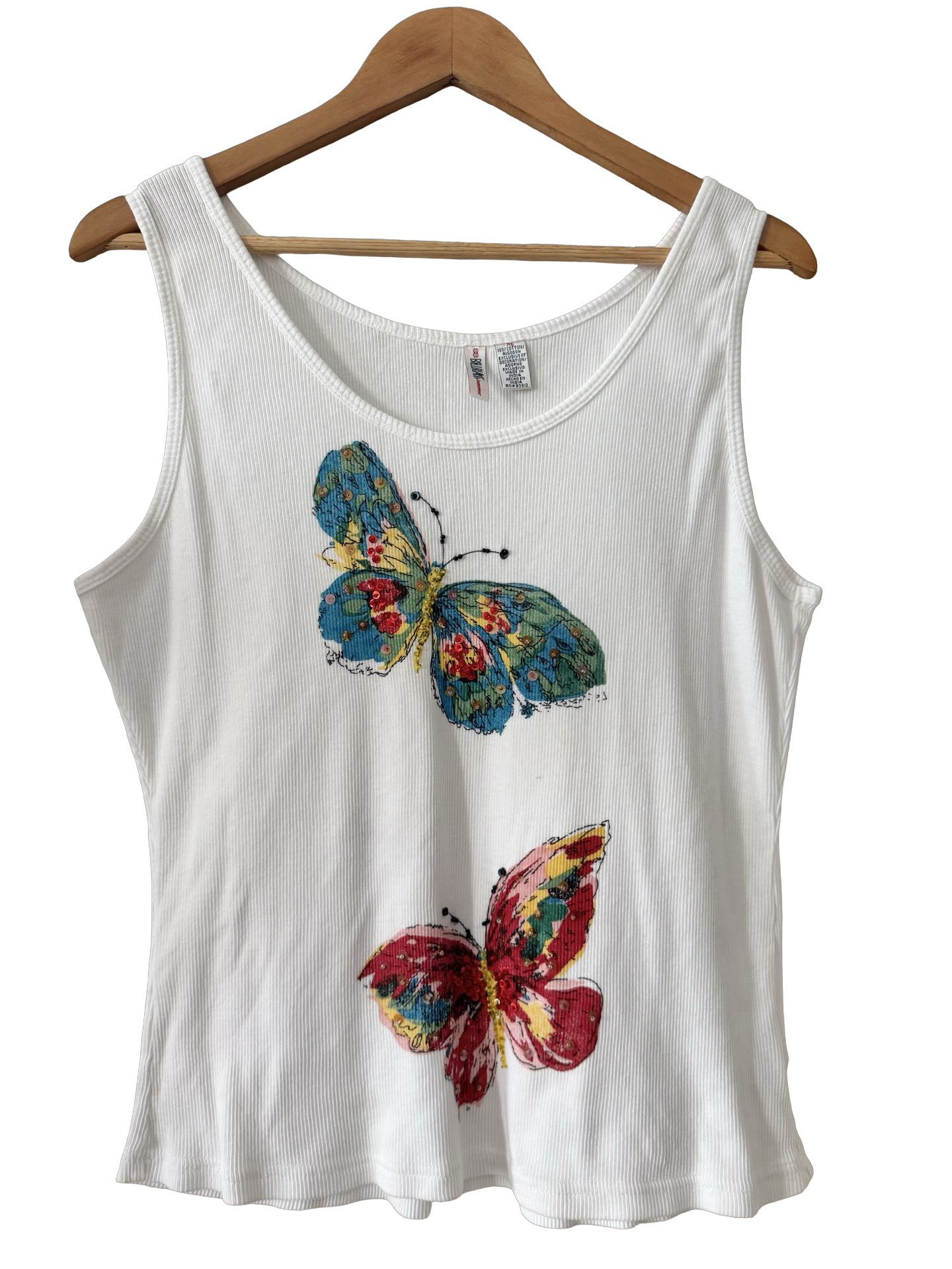 Vintage Y2K Butterfly Ribbed Tank (XL)