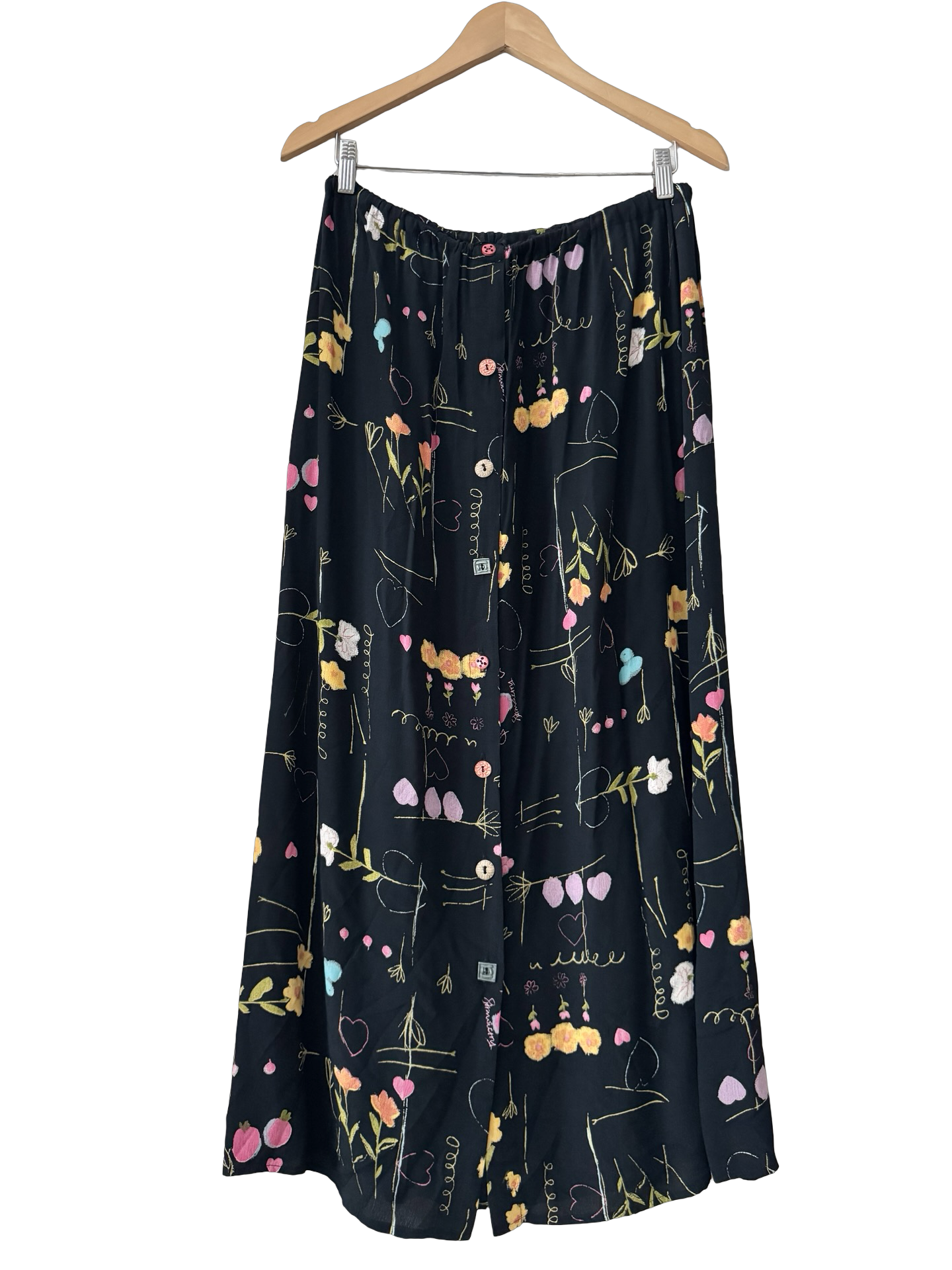 Vintage 90s Art School Button Midi Skirt (L)