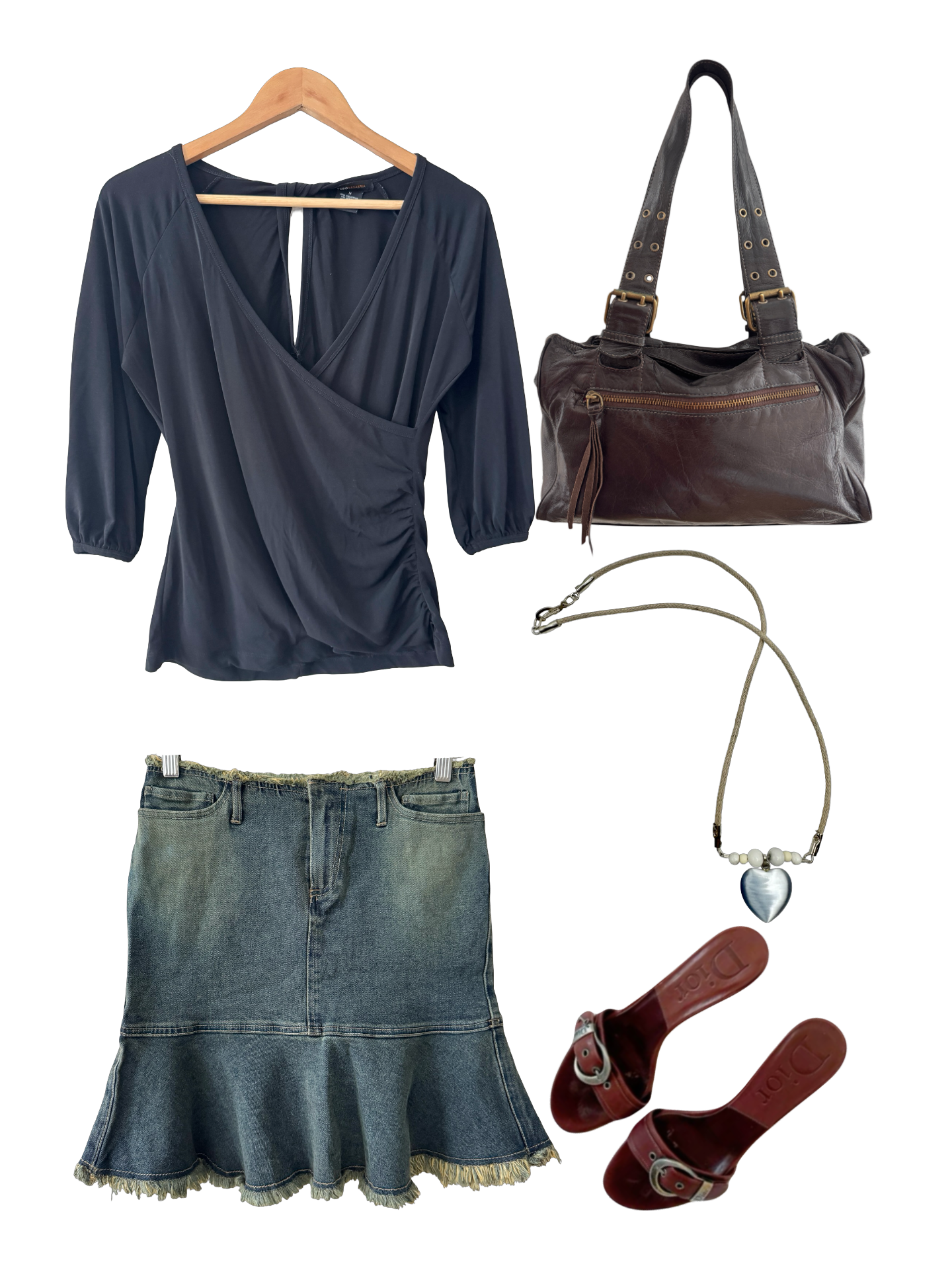 Vintage Y2K Retro Ruched Wrap Top (M)