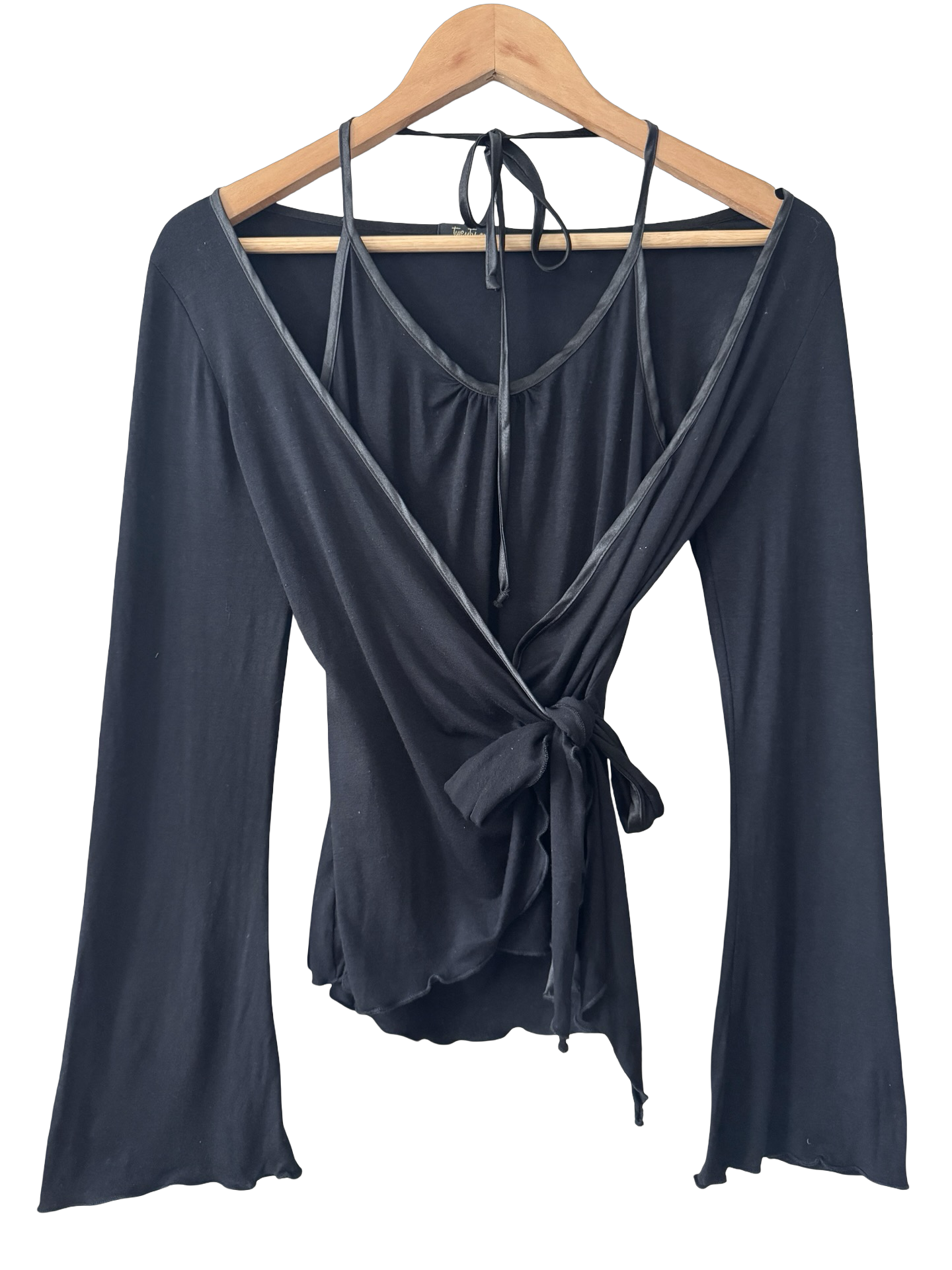 Vintage Y2K Midnight Wrap Ballet Top (M)