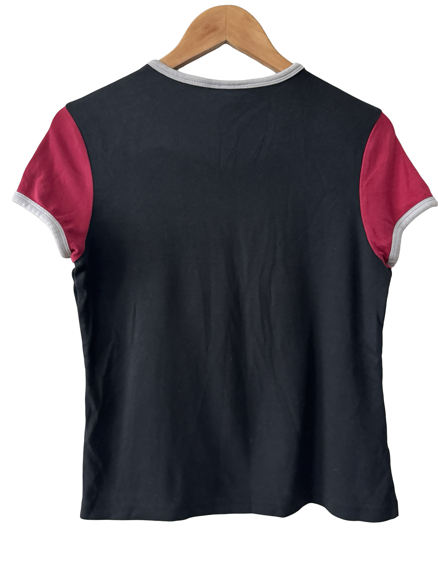 Vintage Y2K Sporty Contrast Sleeve Baby Tee (L)
