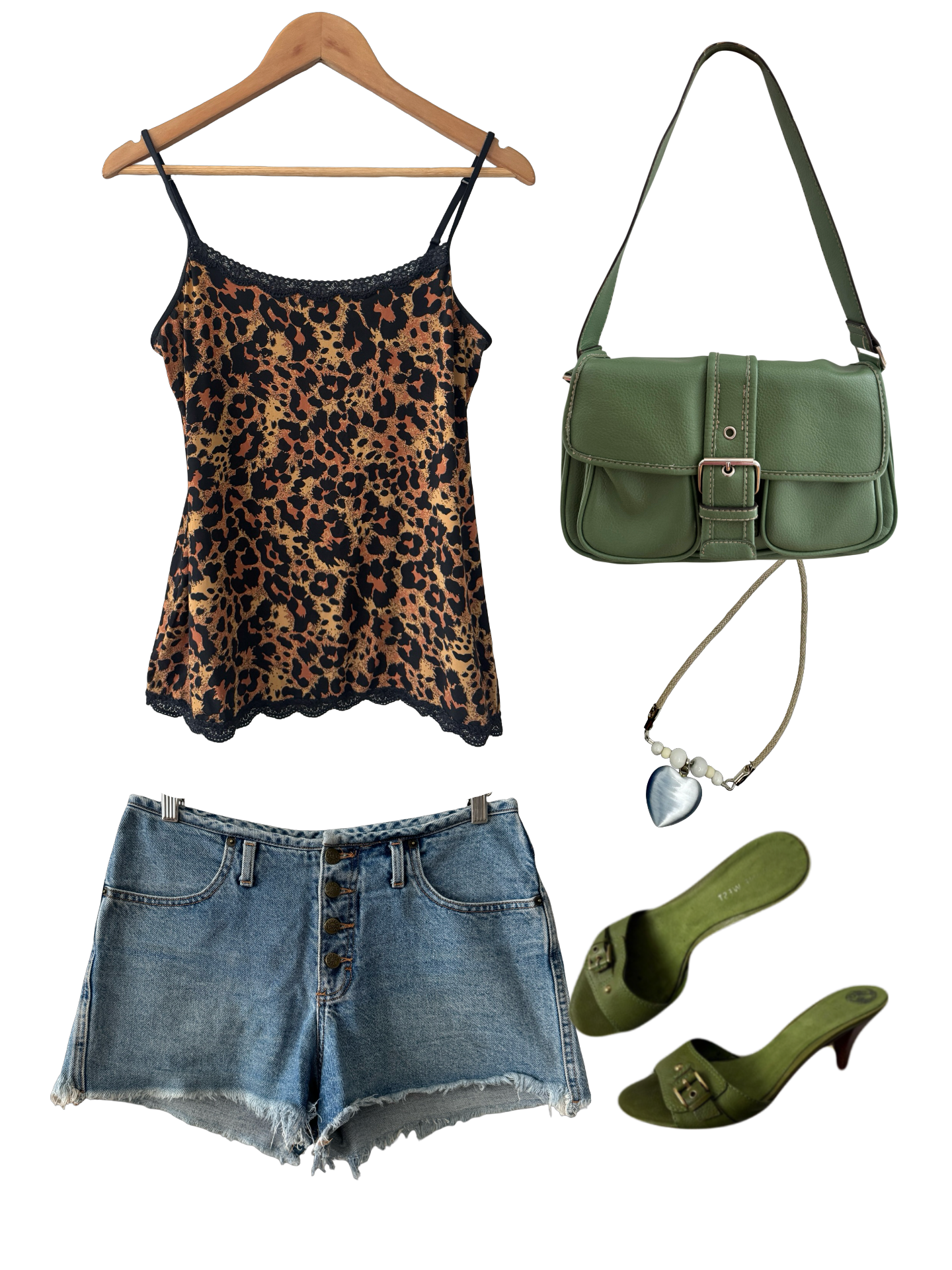 Vintage Y2K Leopard Lace Trim Cami (M)