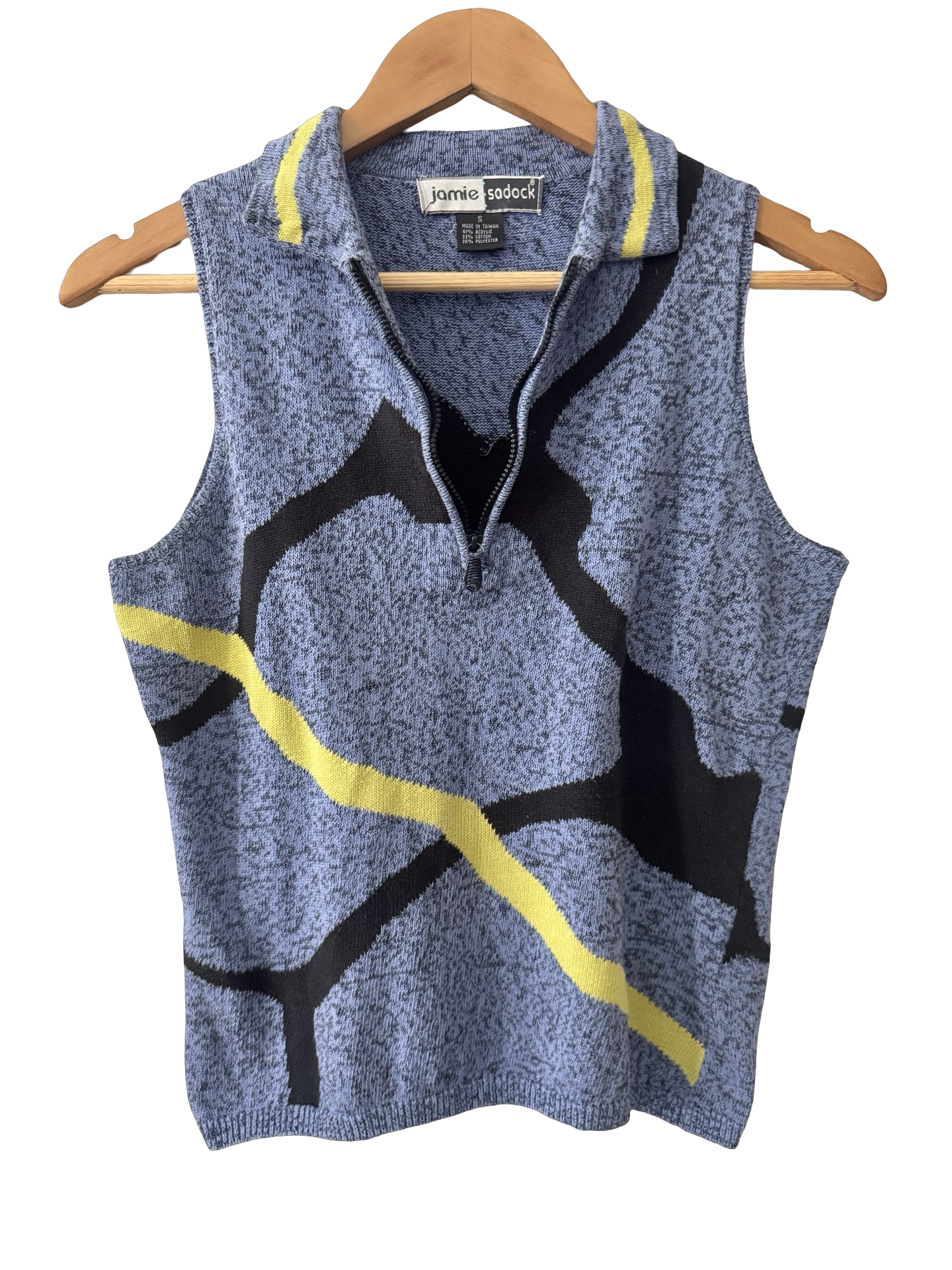 Vintage Jamie Sadock Abstract Knit Zip Tank (S/M)