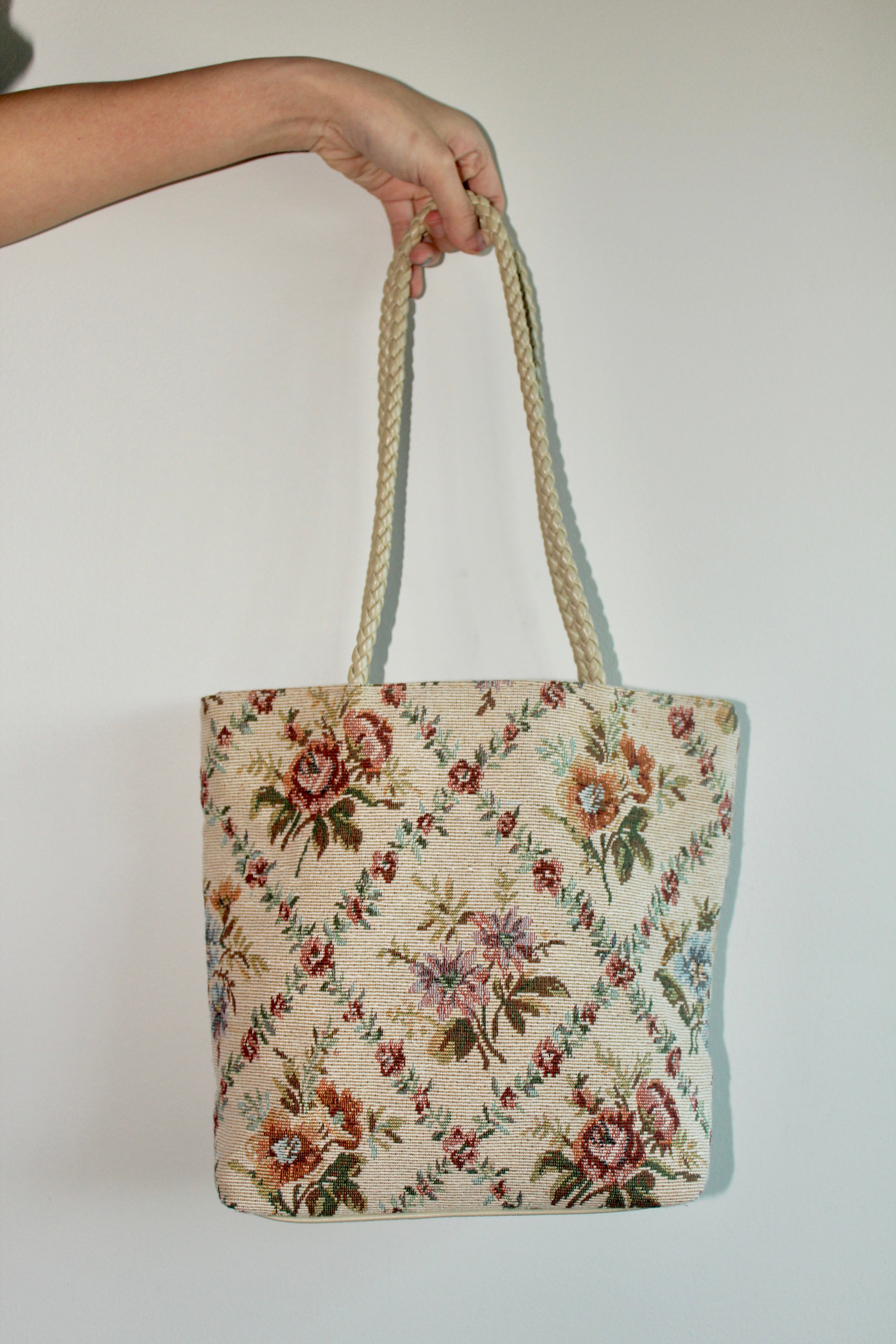 Vintage Floral Canvas Tote w/ Matching Wallet