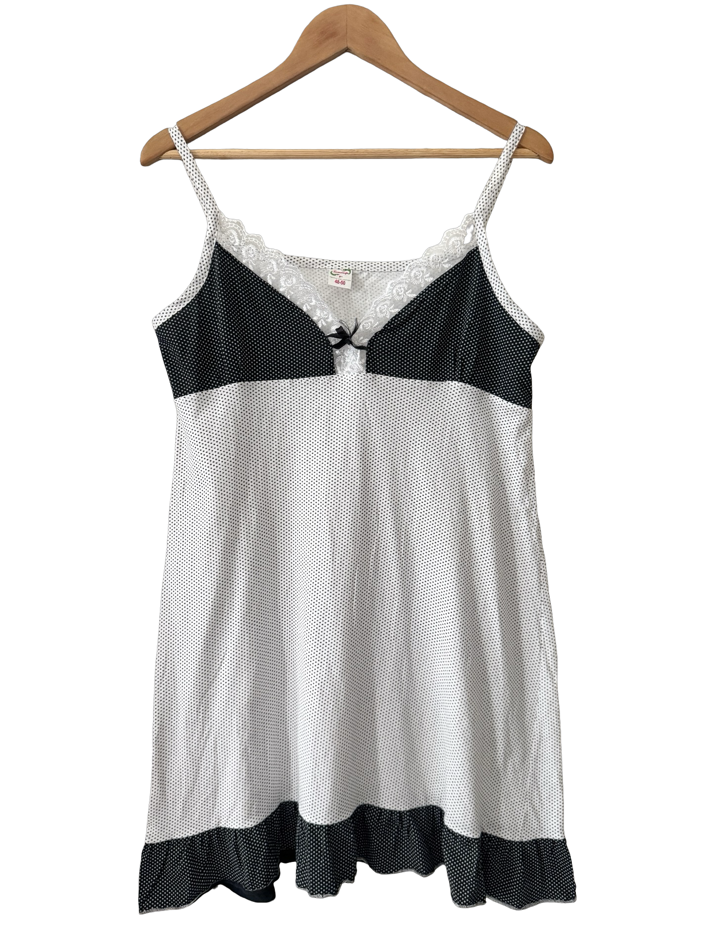 Vintage Y2K Monochrome Polka Dot Babydoll Dress (L)