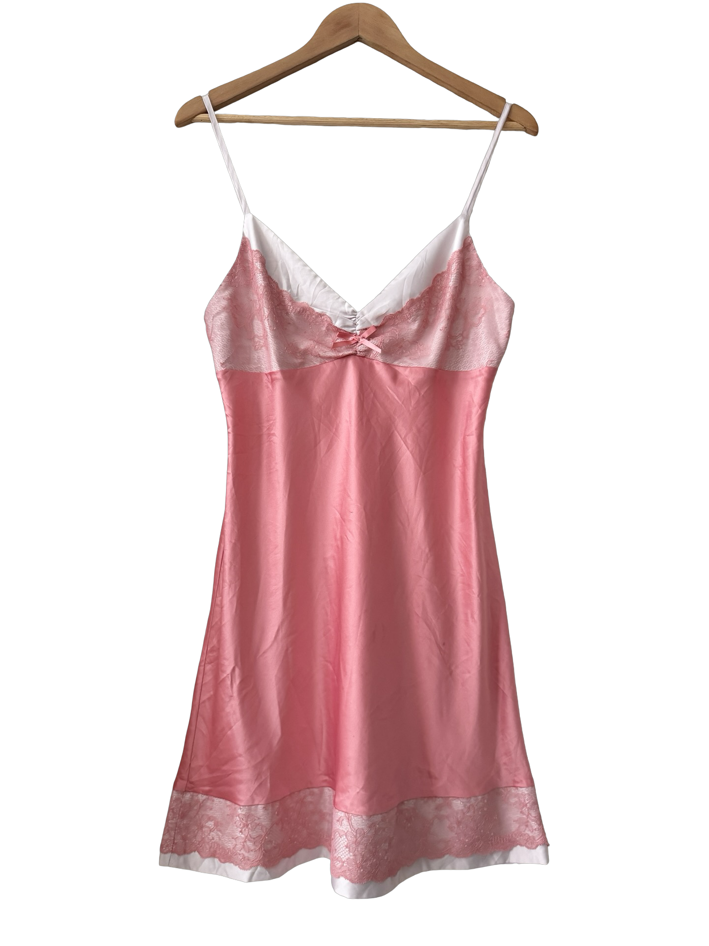 Vintage Y2K Pink Sugar Lace Slip Dress (M)