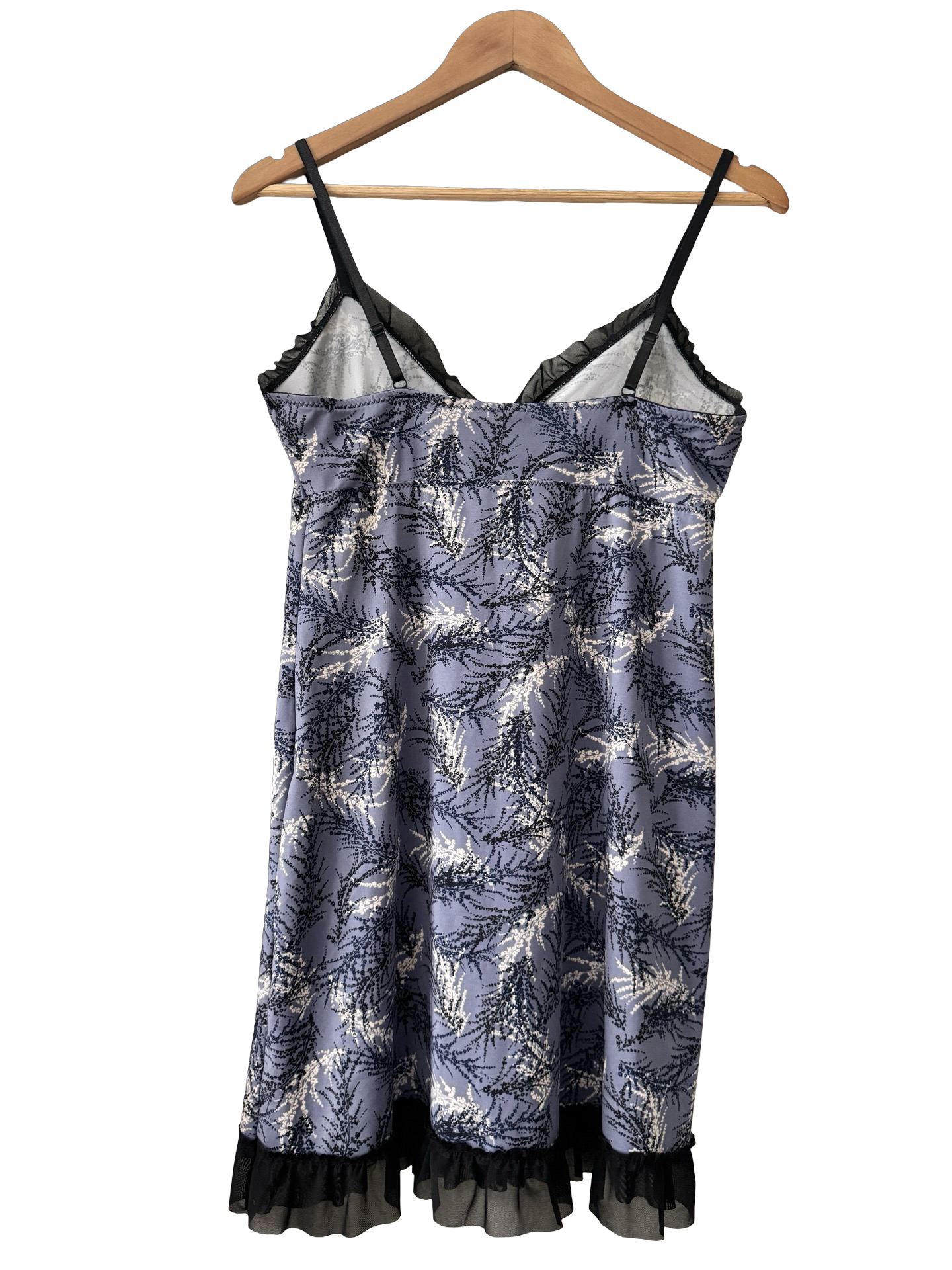 Vintage Y2K Blue Botanical Ruffle Slip Dress (M)