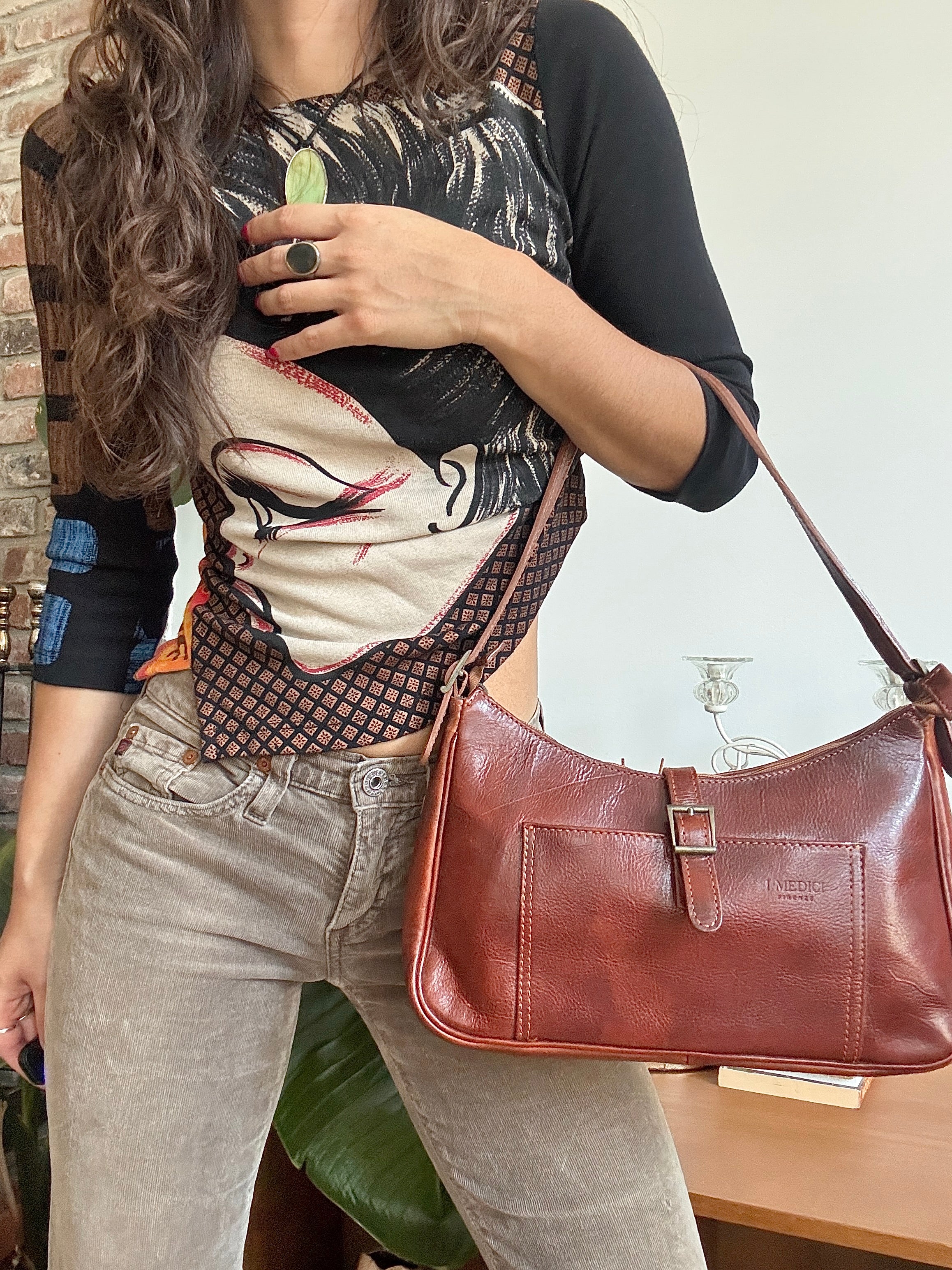 Vintage Y2K Italian Leahter Shoulder Purse