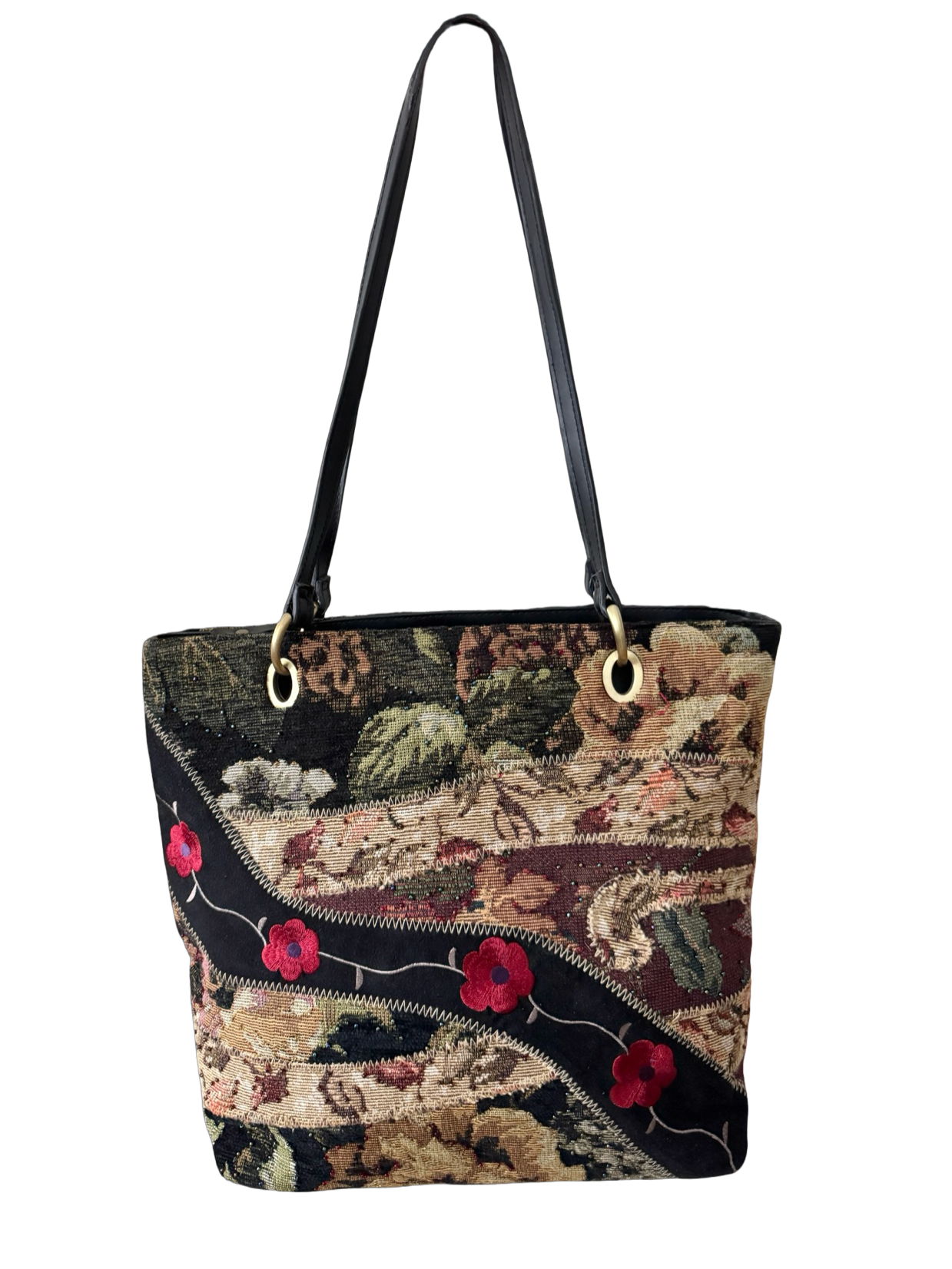 Vintage 90s Bohemian Bloom Tapestry Tote