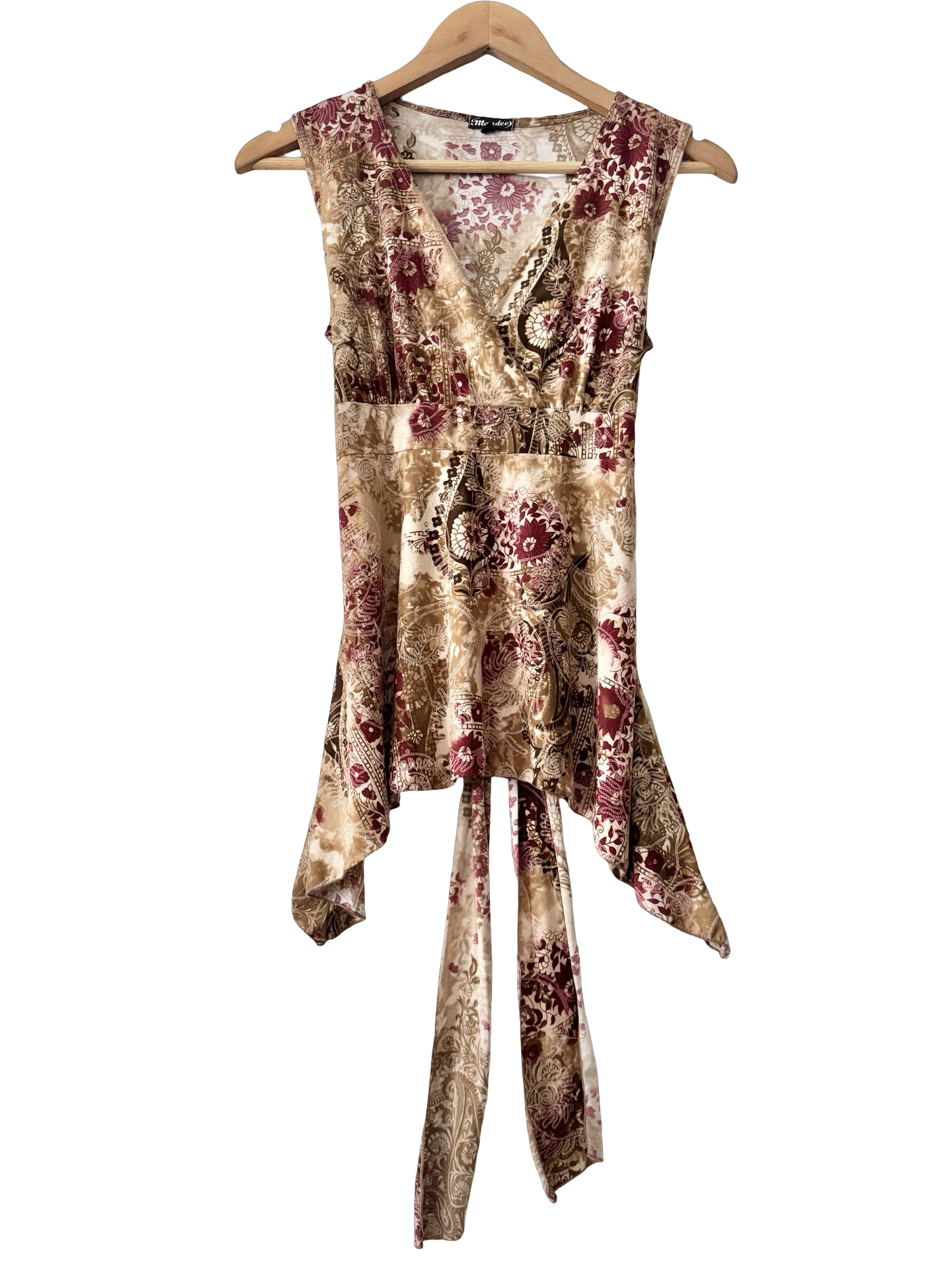 Vintage Y2K Tapestry Tie Top (L)
