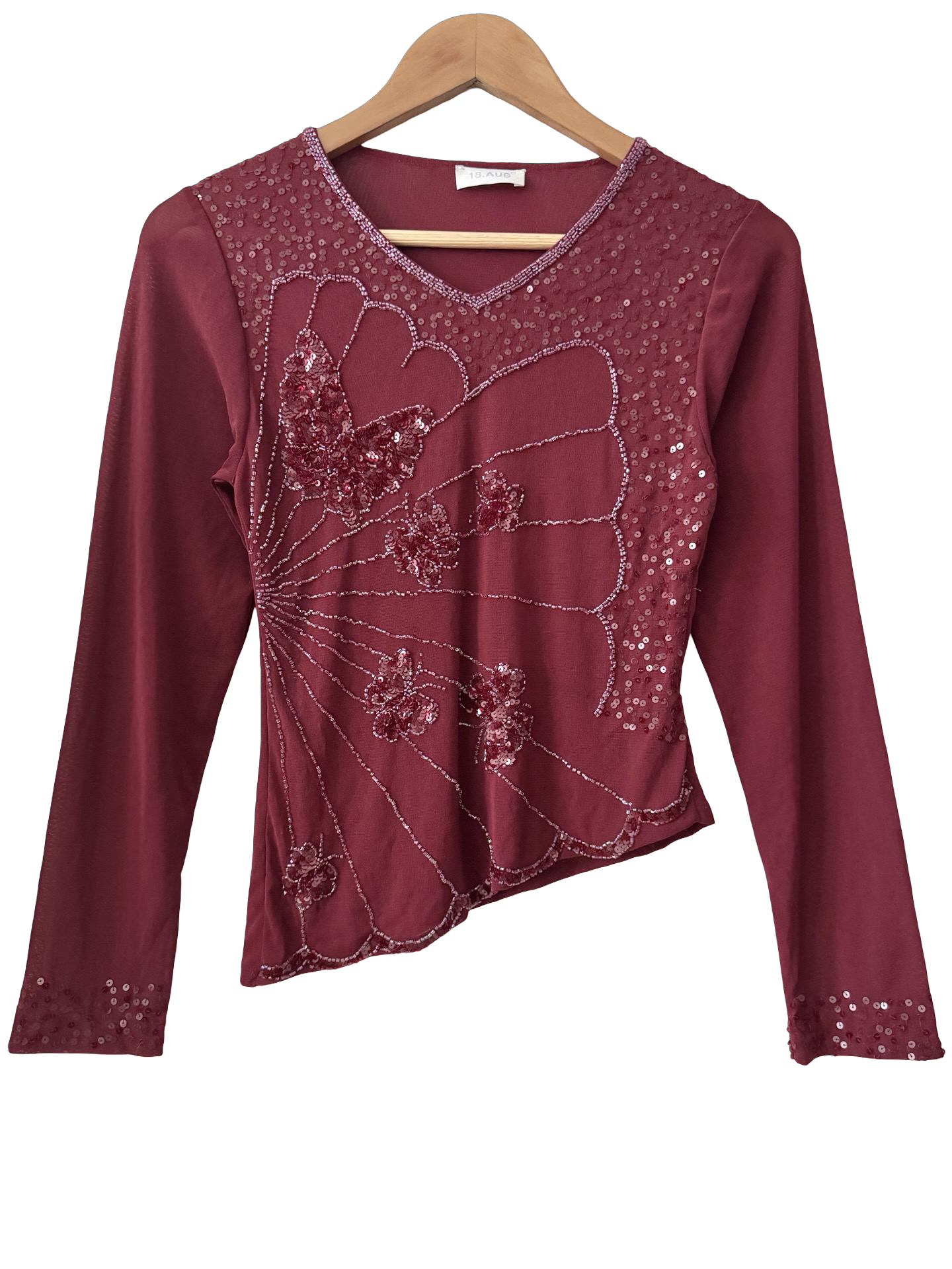 Vintage Y2K Raspberry Sequin Top (S/M)