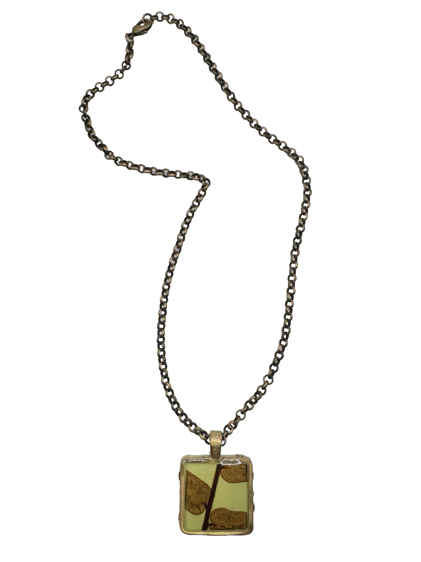 Vintage Y2K Olive Grove Art Pendant Necklace