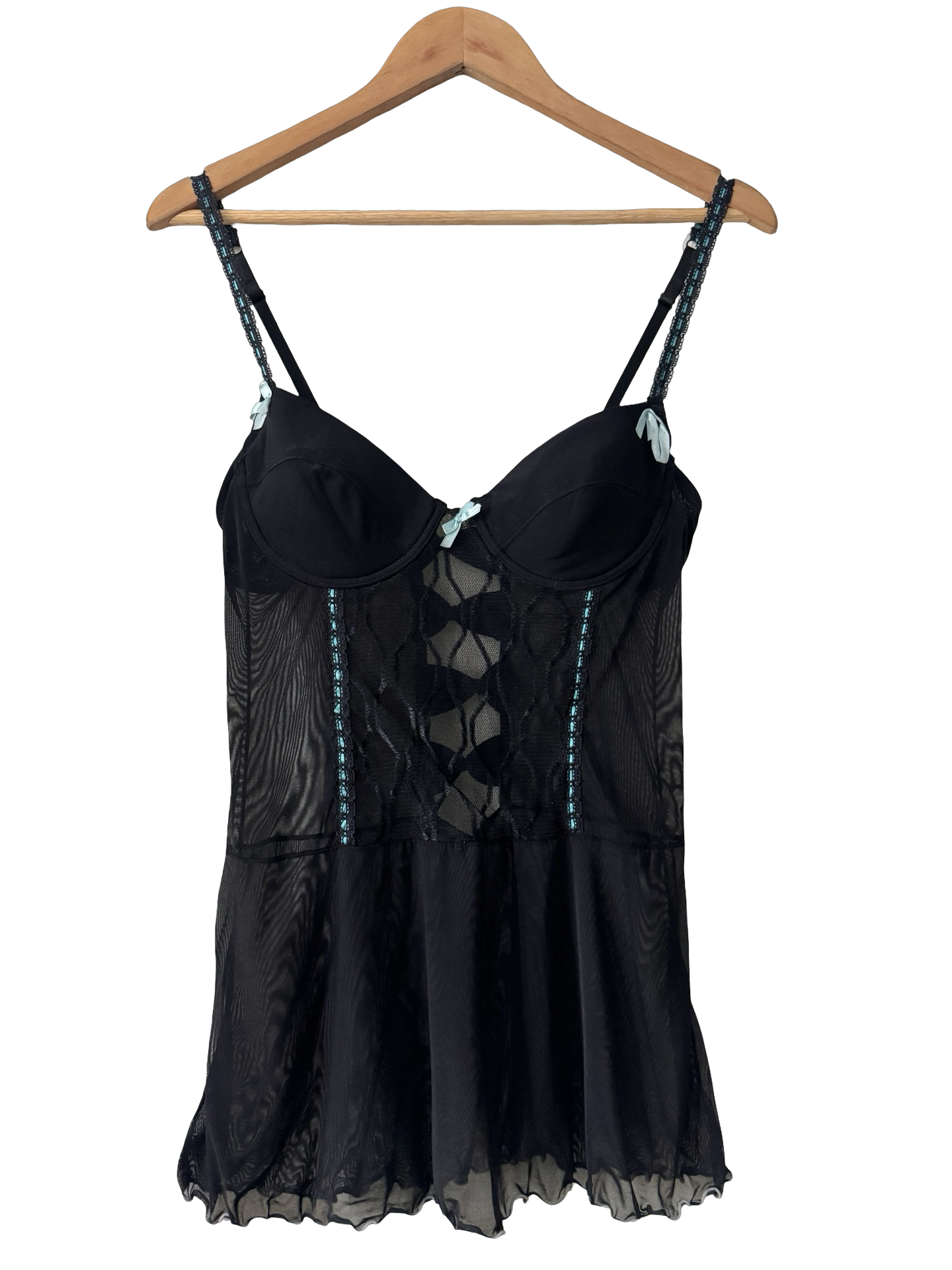 Vintage Y2K Black Mesh Corset Babydoll (M)